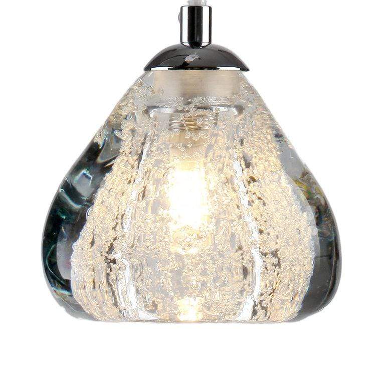 Chrome Cosmopolitan Chandelier -Clear Bubbled Triangle Glass 5 Pendant - Image 4