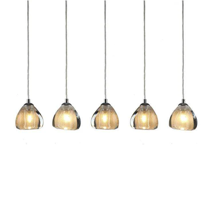Chrome Cosmopolitan Chandelier -Seeded Gold Triangle Glass 5 Pendant