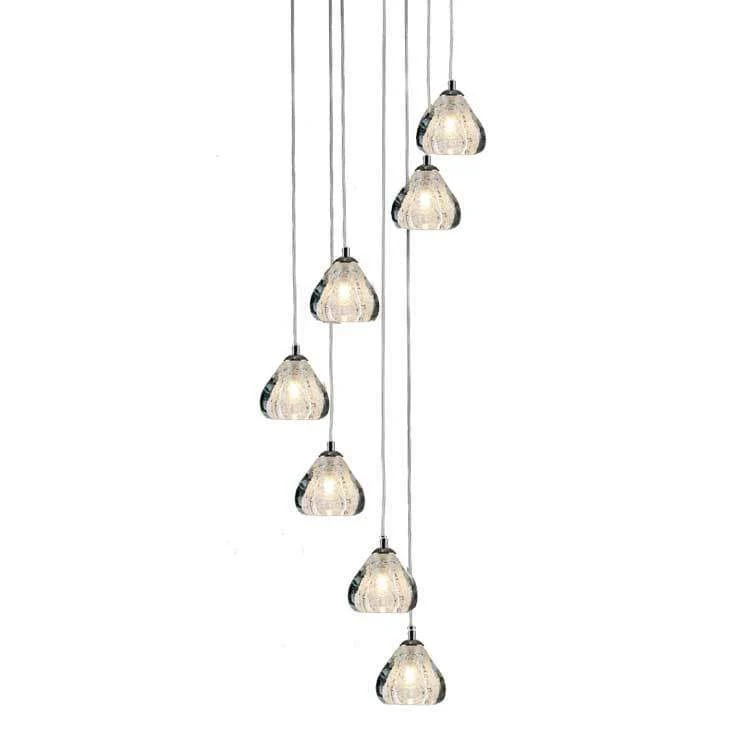 Chrome Cosmopolitan Chandelier - Clear Bubbled Triangle Glass 7 Pendant