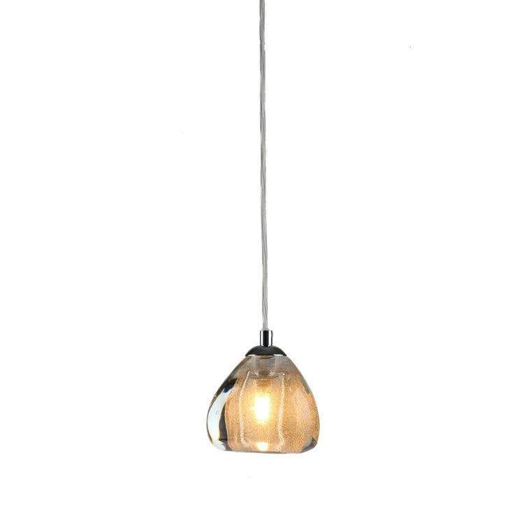 Chrome Cosmopolitan Chandelier - Seeded Gold Triangle Glass 7 Pendant - Image 4