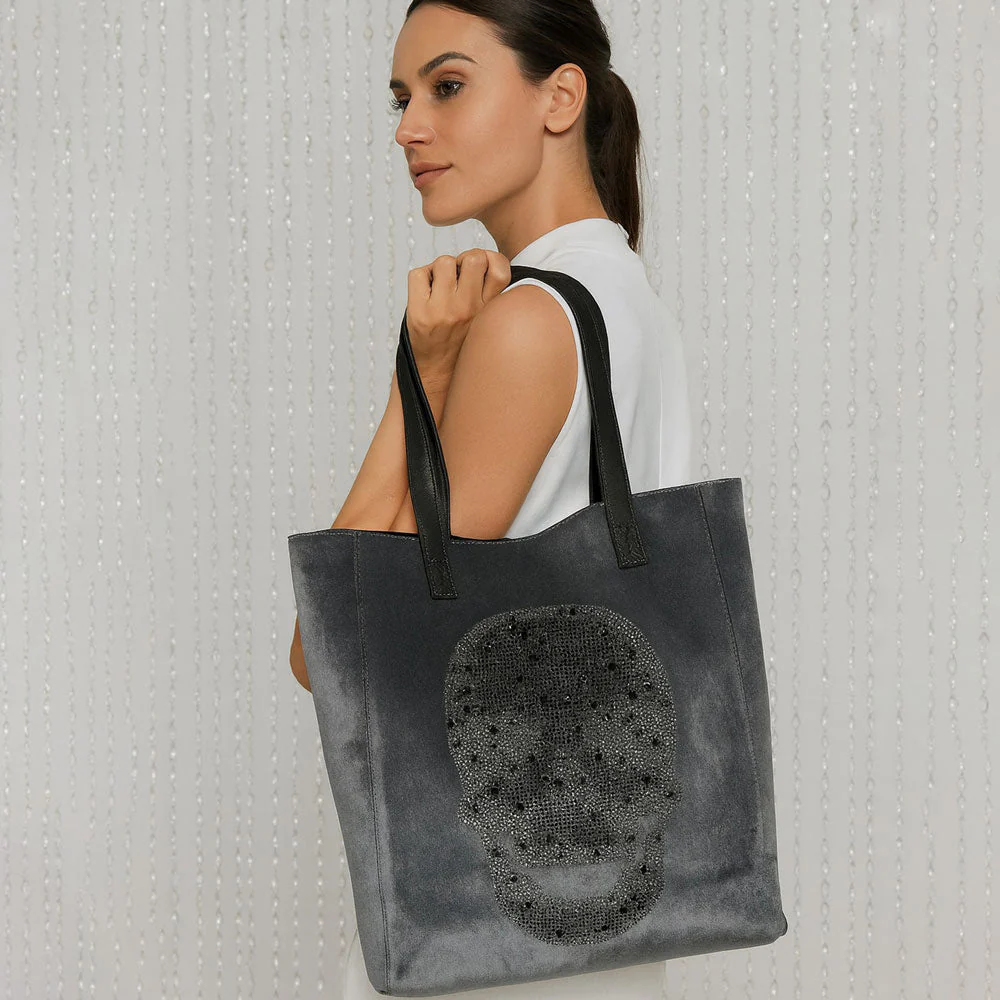 Ahdorned Sophie Velour Skull Embossed Tote - Anniversary Collection - Image 10
