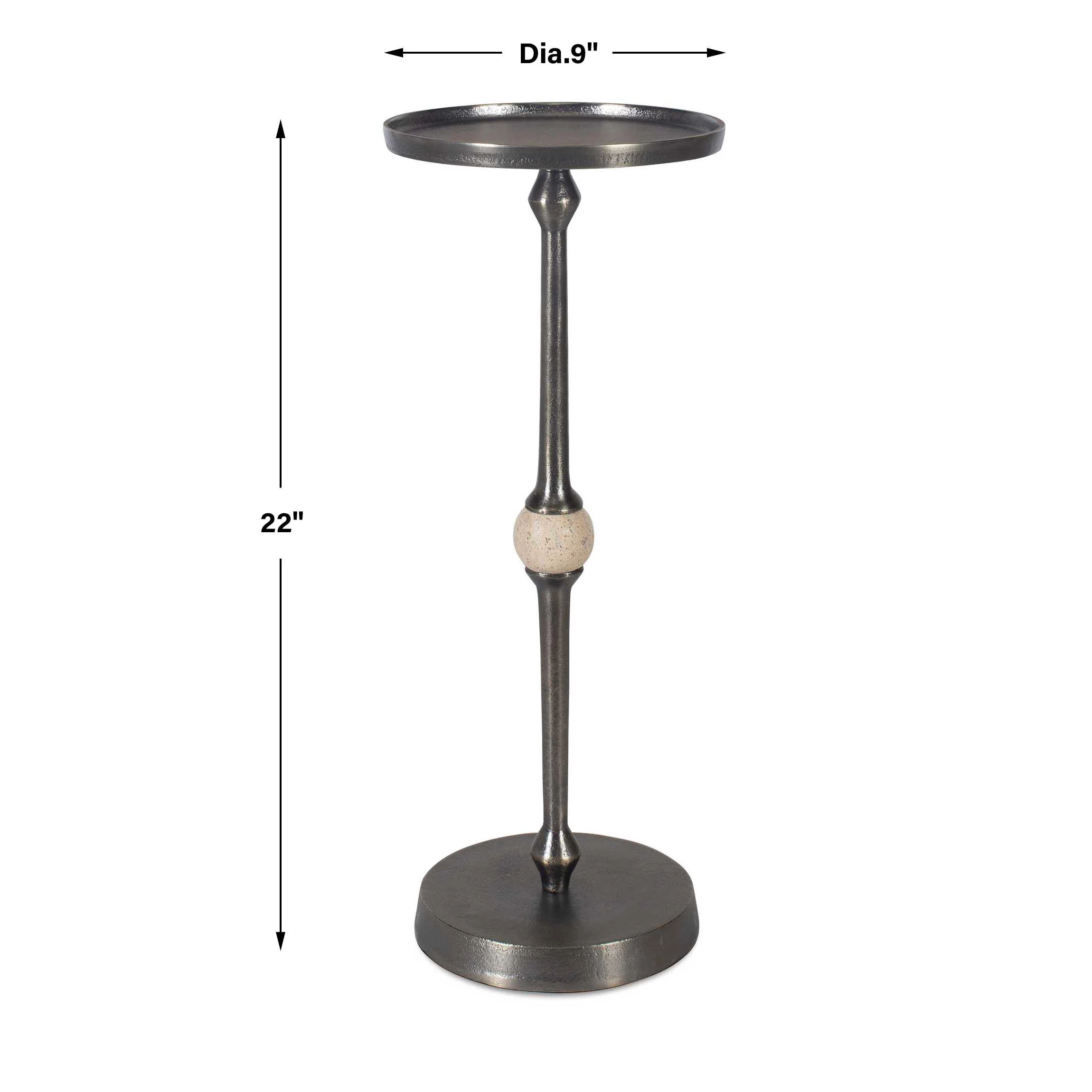 Aluminum And Iron Bronze Finish Accent Table - Image 3
