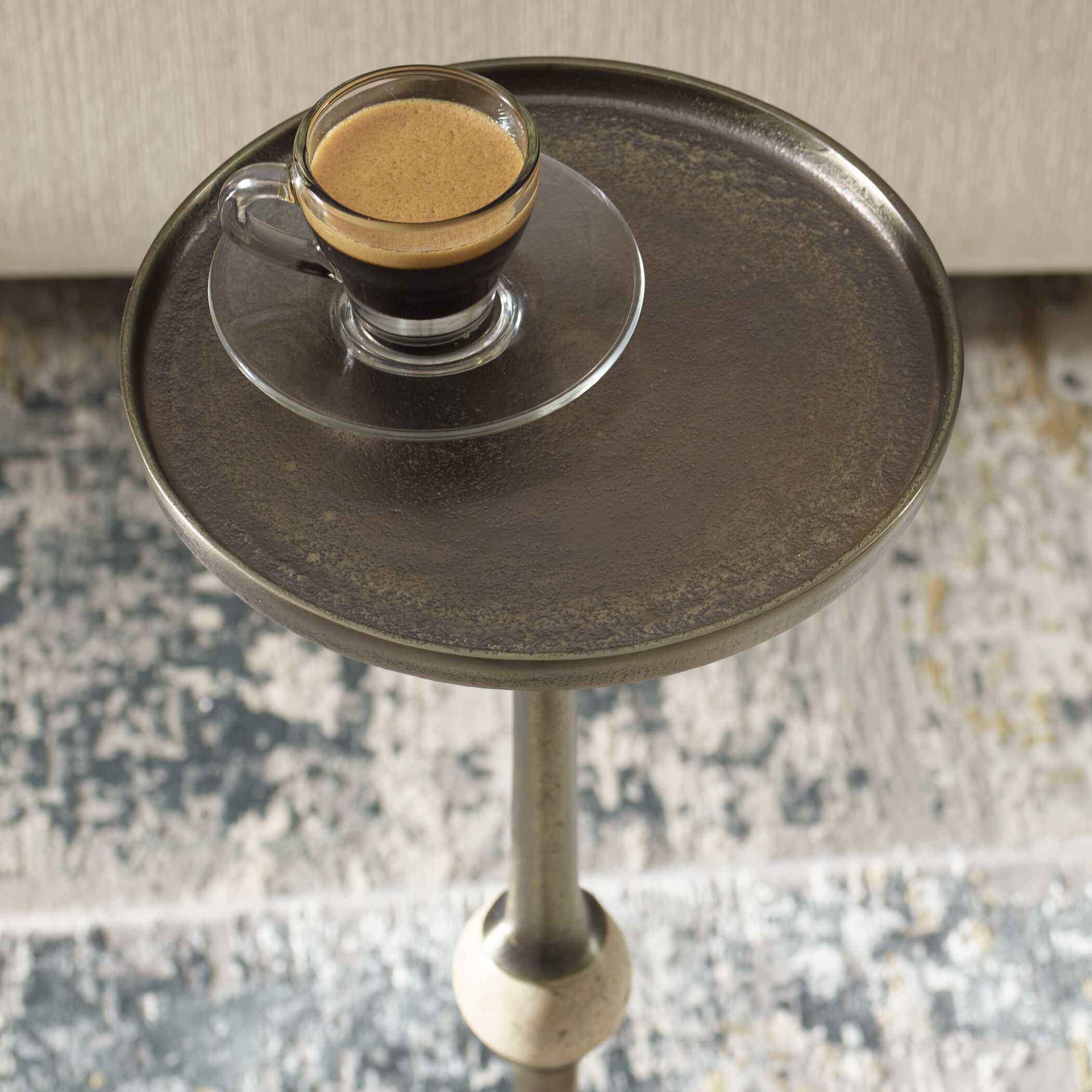 Aluminum And Iron Bronze Finish Accent Table - Image 4