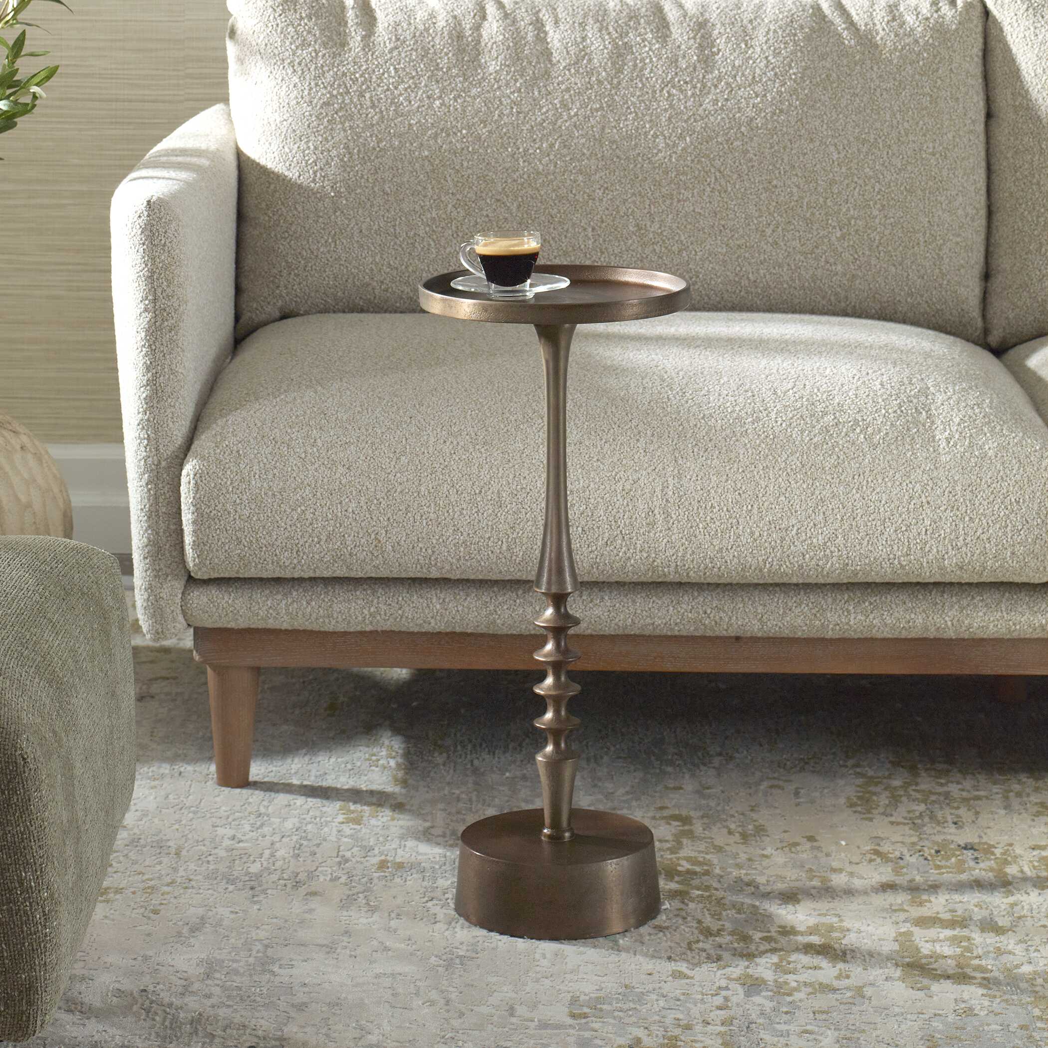Aluminum And Iron Classic Antiqued Accent Table - Image 4