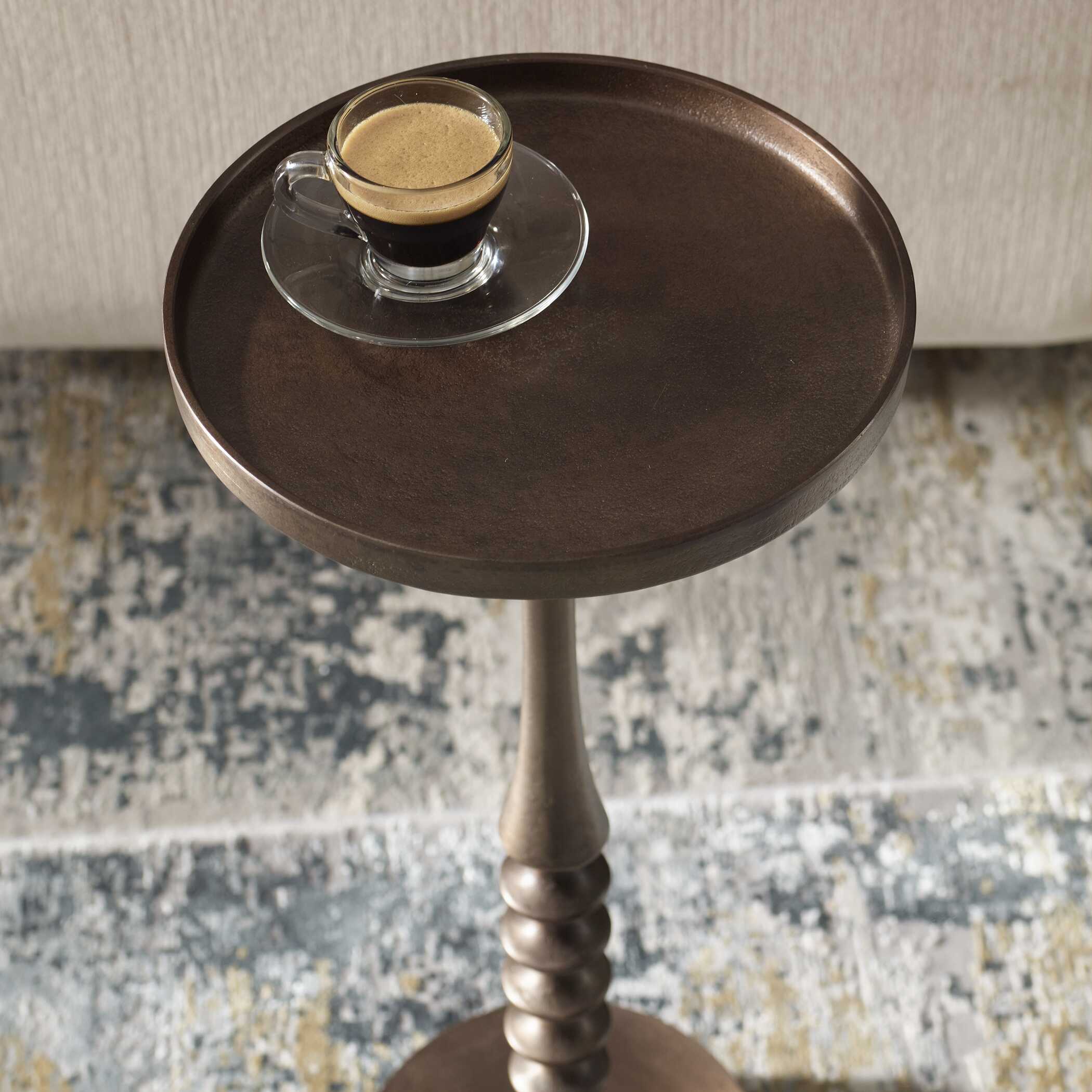 Aluminum And Iron Classic Antiqued Accent Table - Image 6
