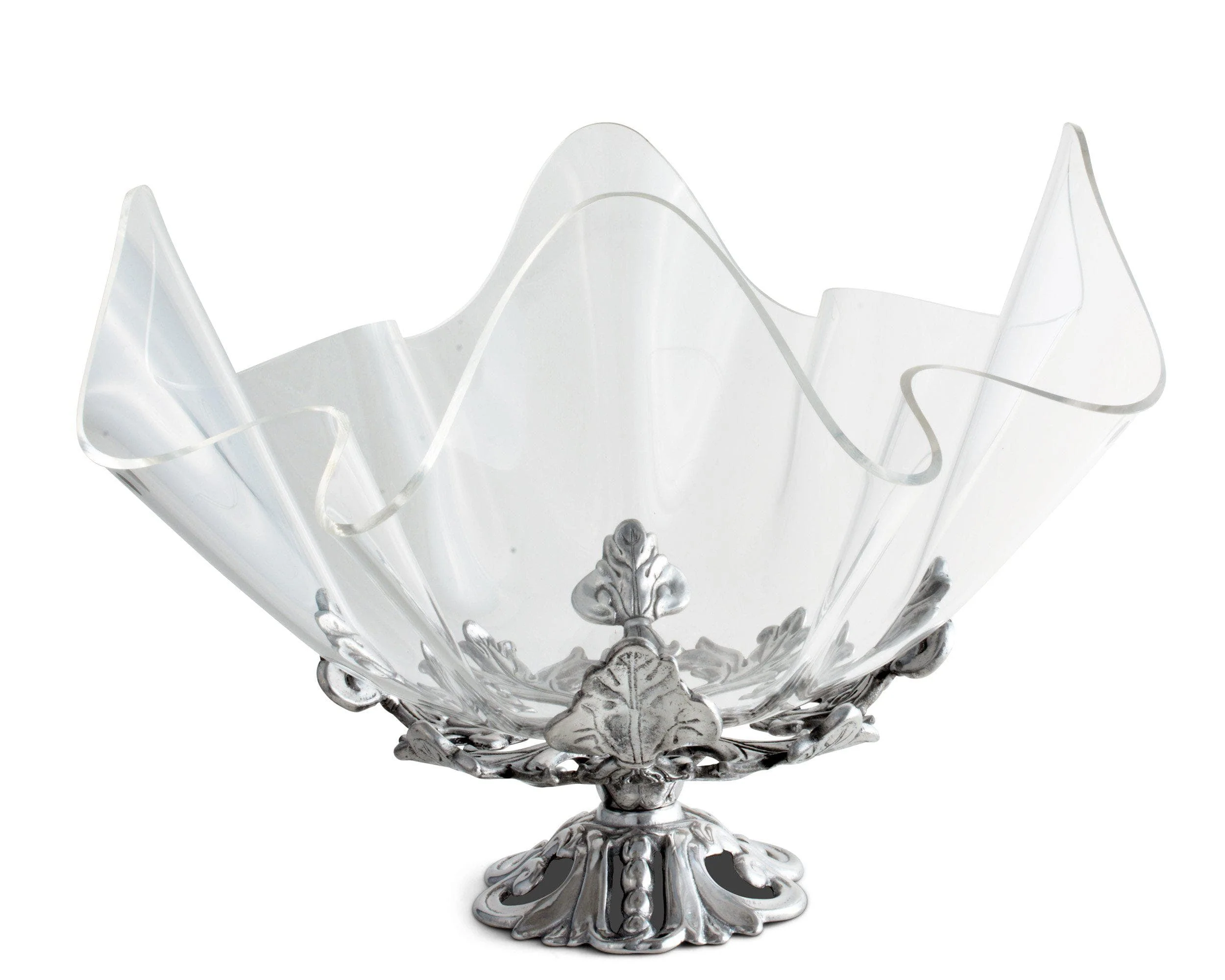 Arthur Court Acrylic Bowl 14 inches  Fleur-De-Lis Stand