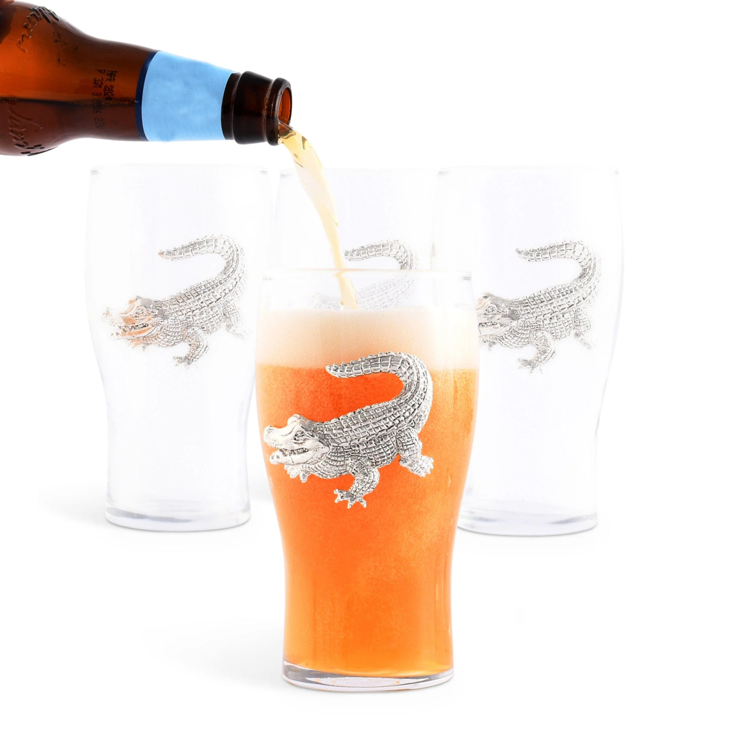 Arthur Court Alligator Beer Pint Glasses - Set of 4