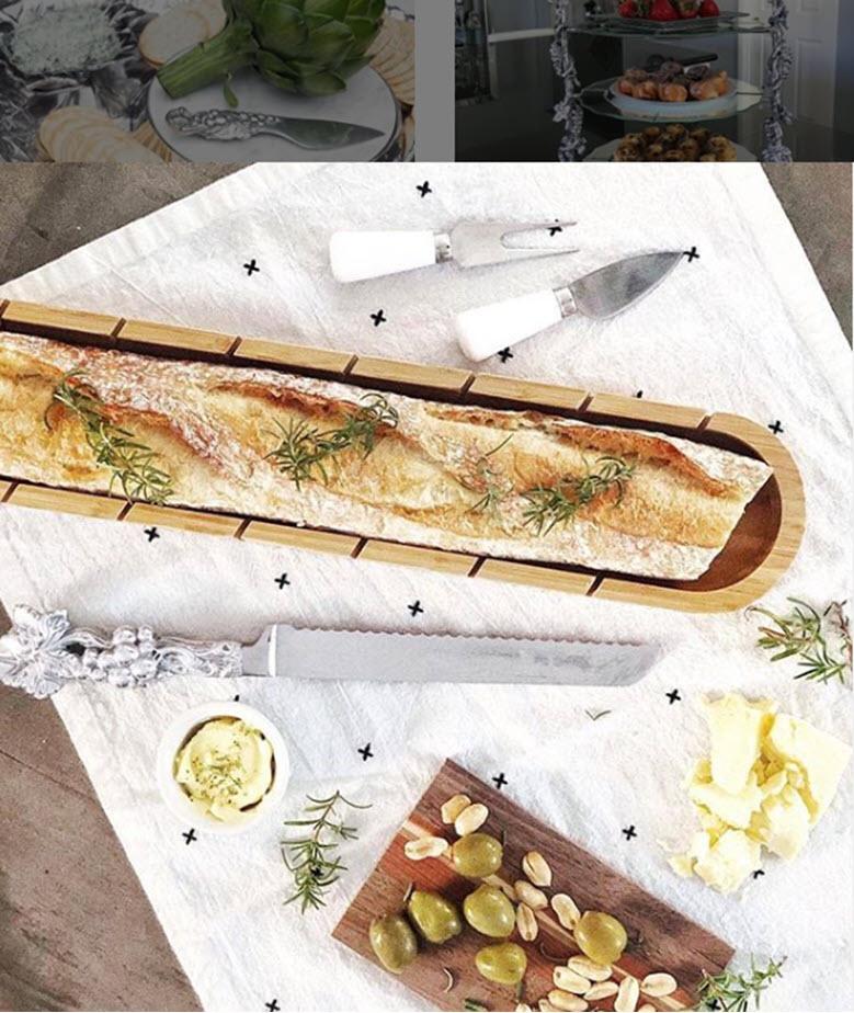 Arthur Court Baguette Board With Grape Bread Knife - Image 3