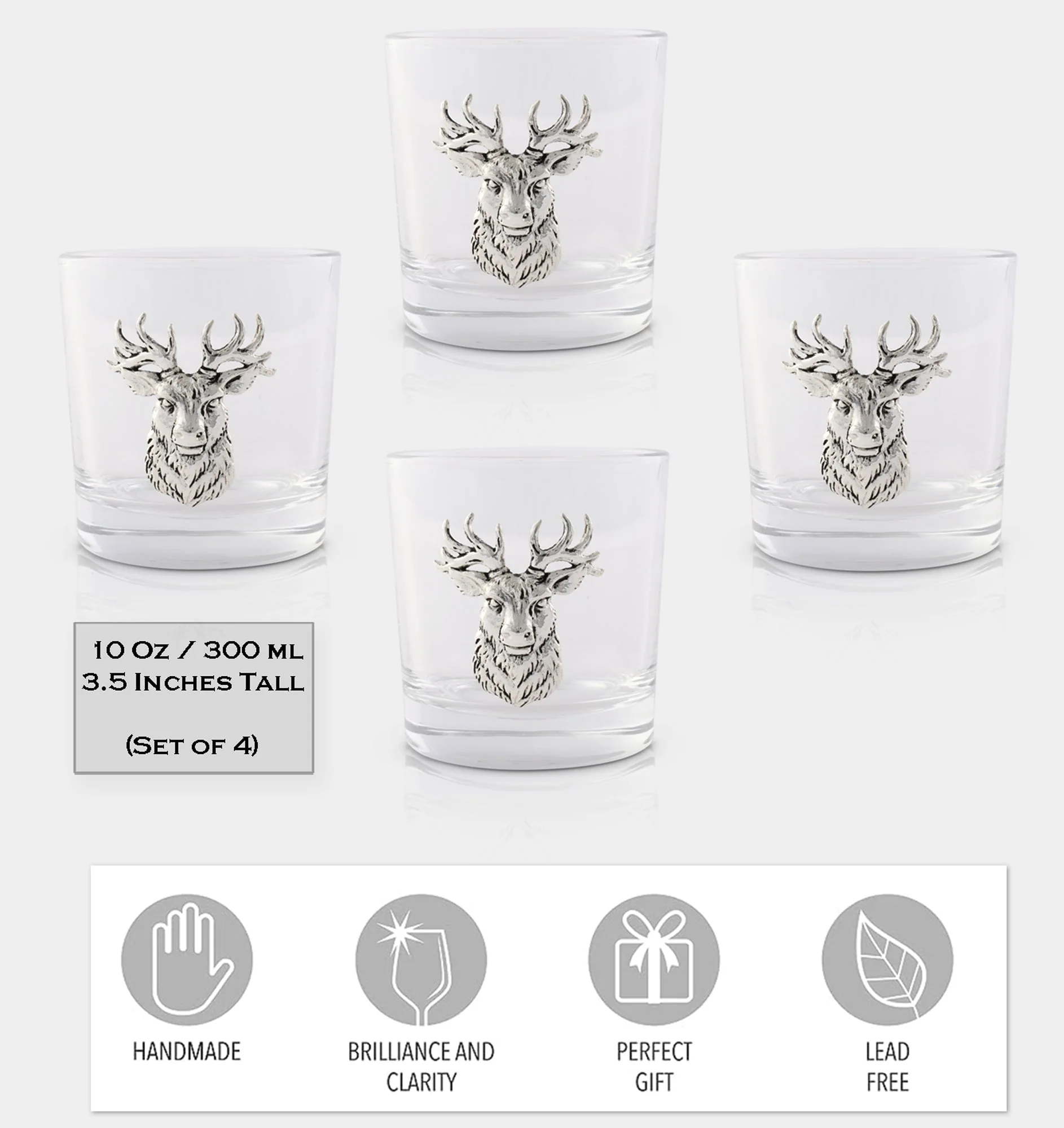 Arthur Court Bar Glasses (4) - Elk Head - Image 3