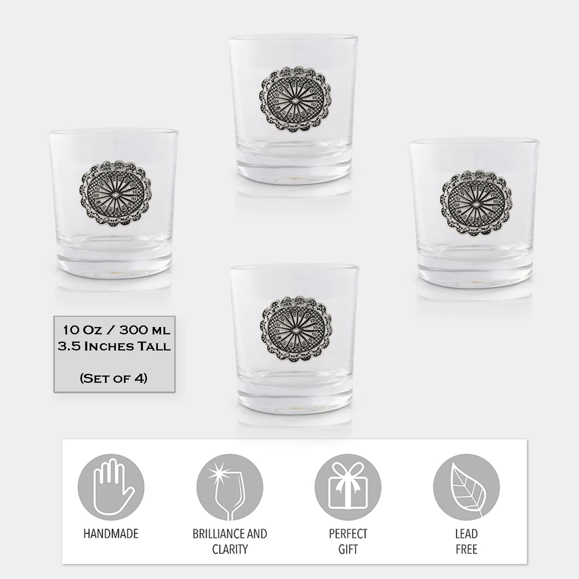 Arthur Court Bar Glasses (4) - Western Concho - Image 3