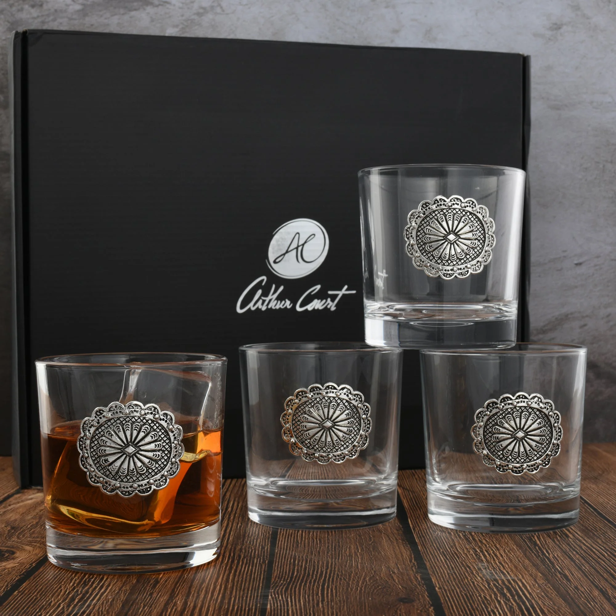 Arthur Court Bar Glasses (4) - Western Concho - Image 6
