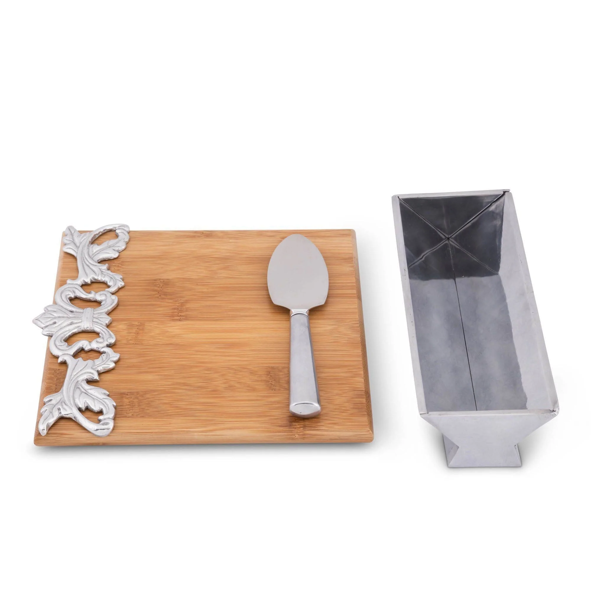 Arthur Court Cheese Set - FDL Acanthus Bamboo Board - Image 2
