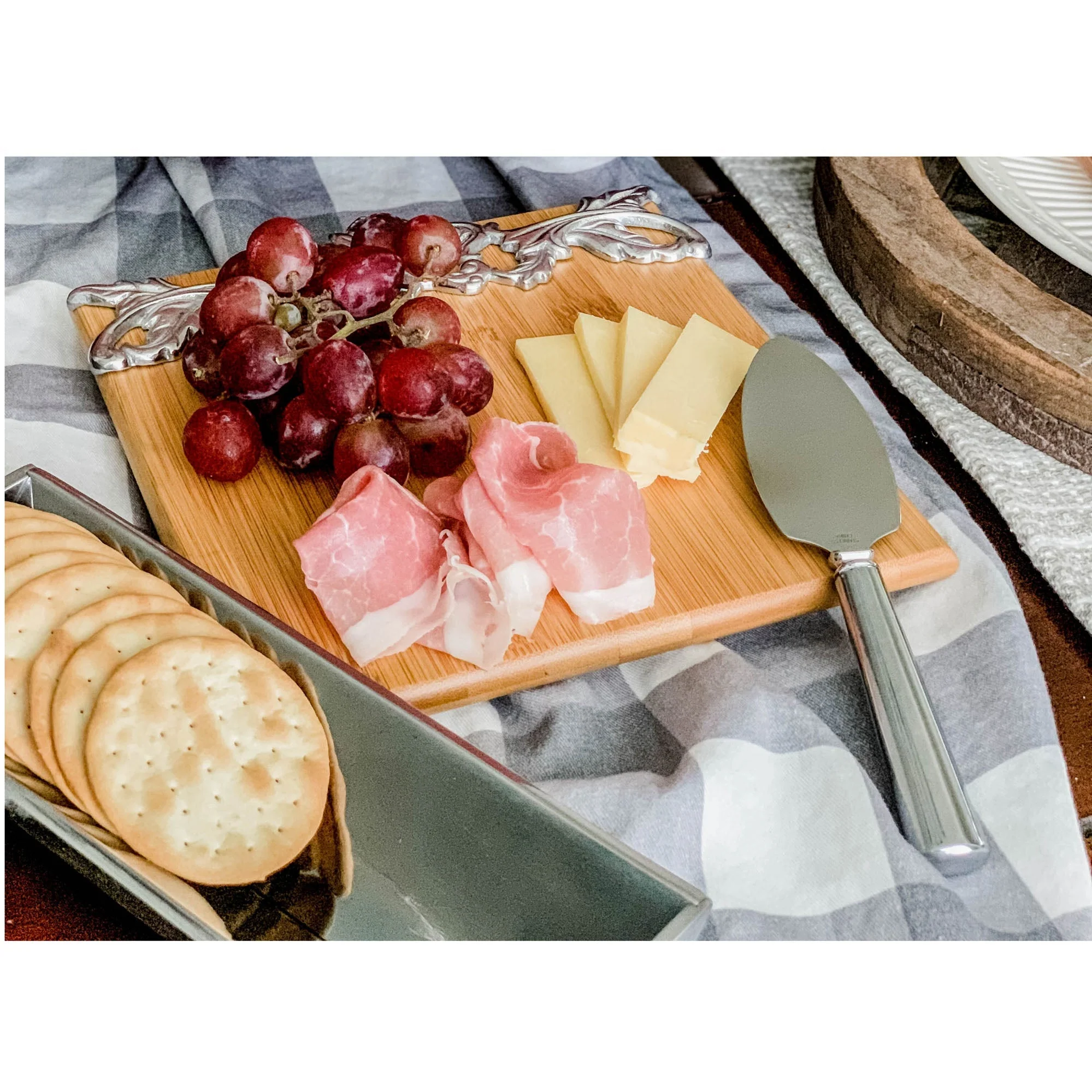 Arthur Court Cheese Set - FDL Acanthus Bamboo Board - Image 3