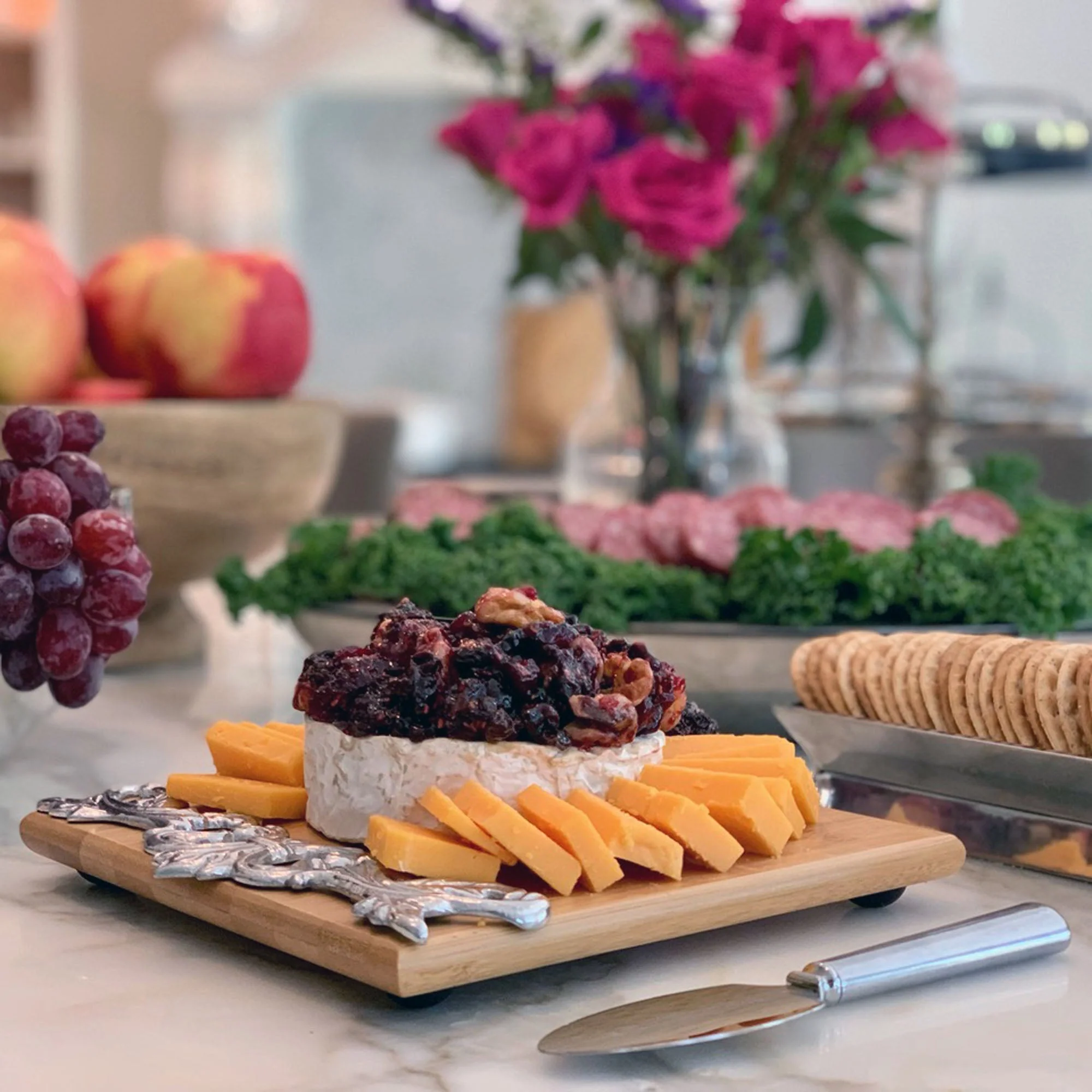 Arthur Court Cheese Set - FDL Acanthus Bamboo Board - Image 5
