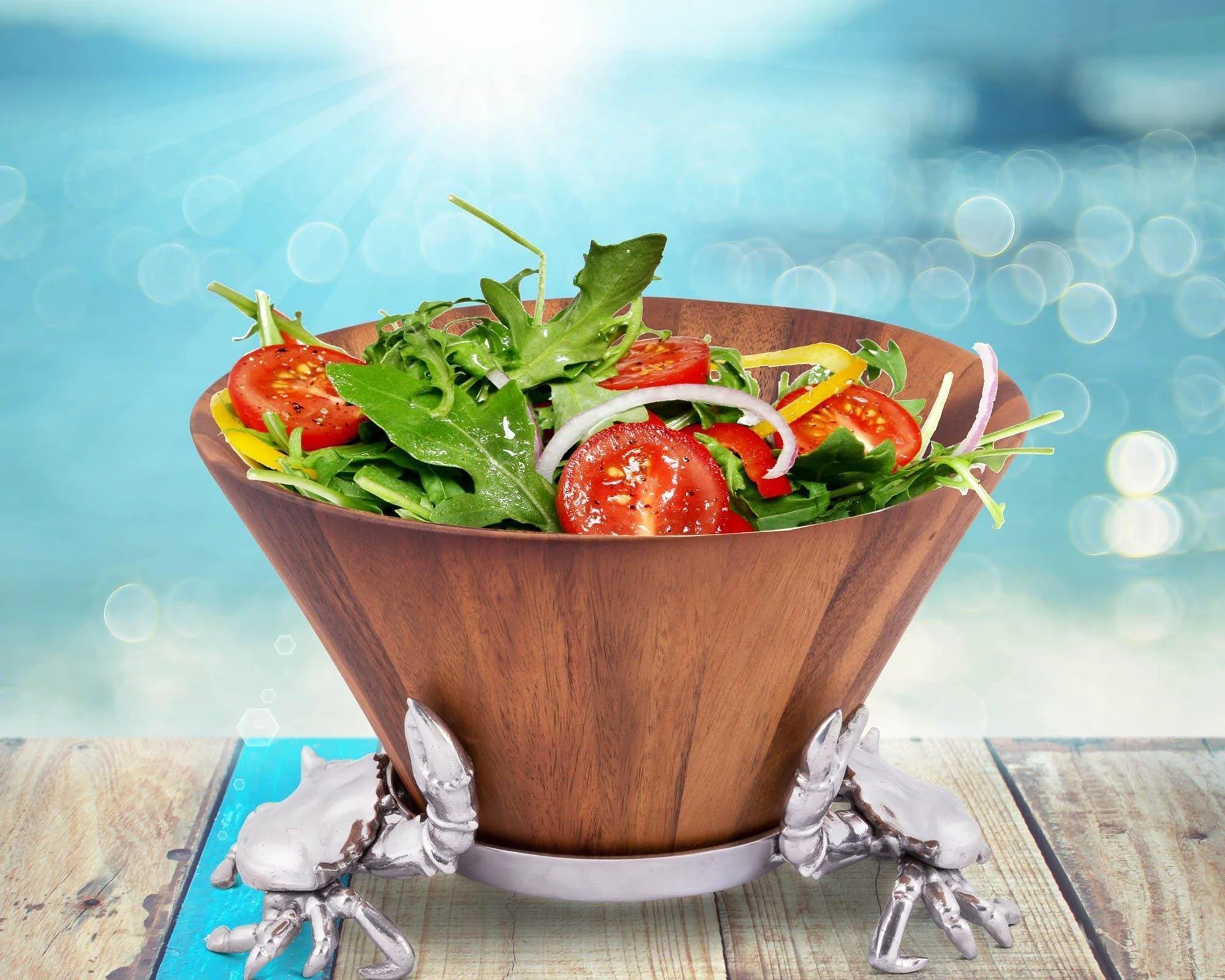 Arthur Court Crab Wood Tall Salad Bowl - Image 3