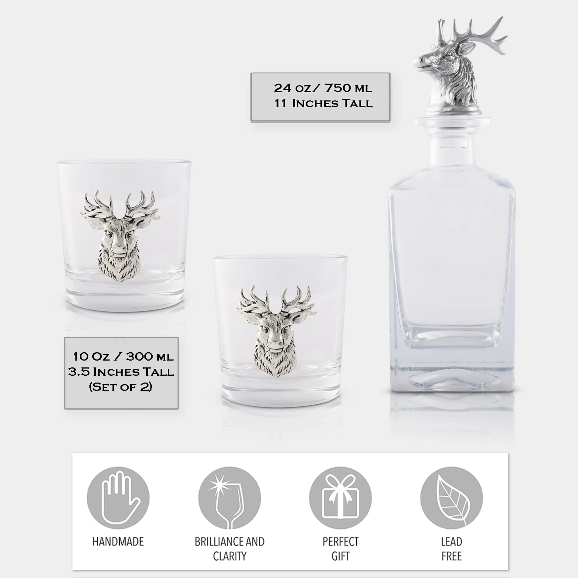 Arthur Court Decanter Set with glasses (2) - Elk - Image 3