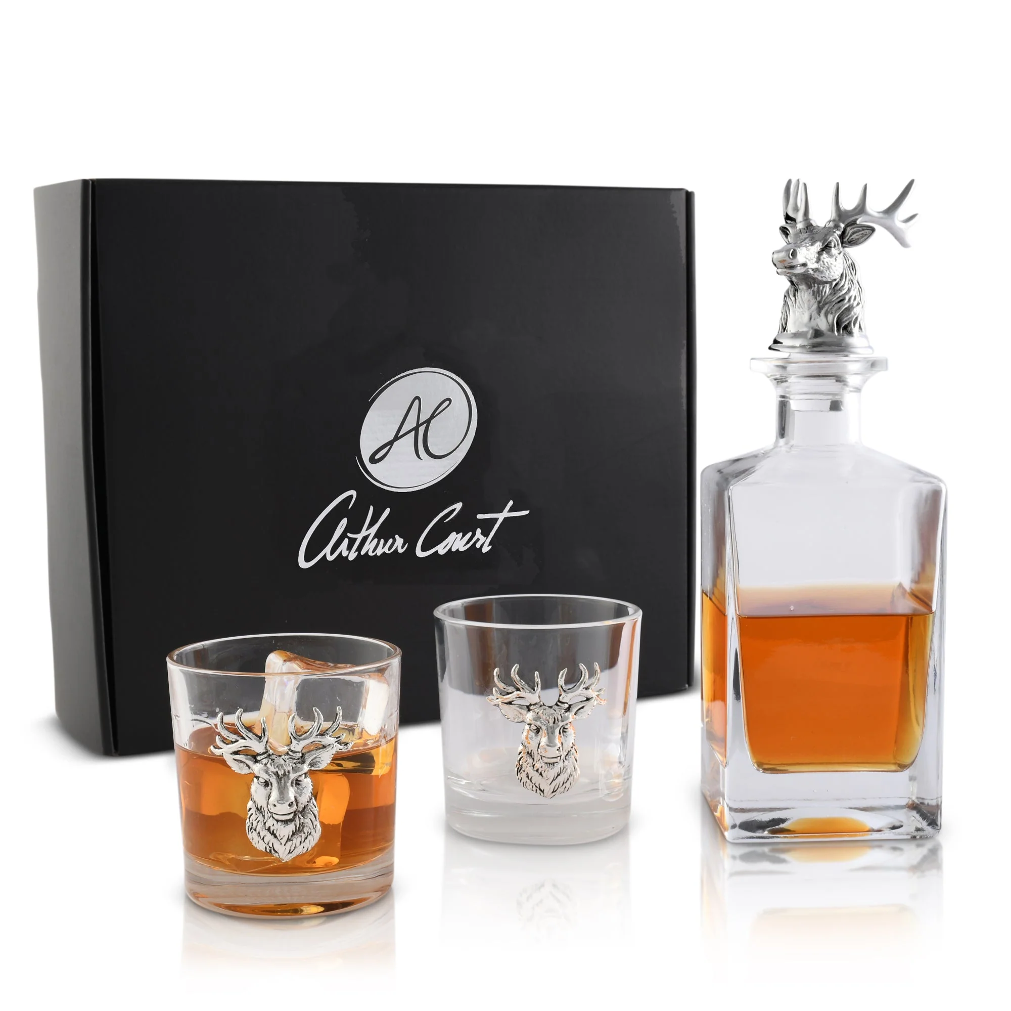 Arthur Court Decanter Set with glasses (2) - Elk - Image 6