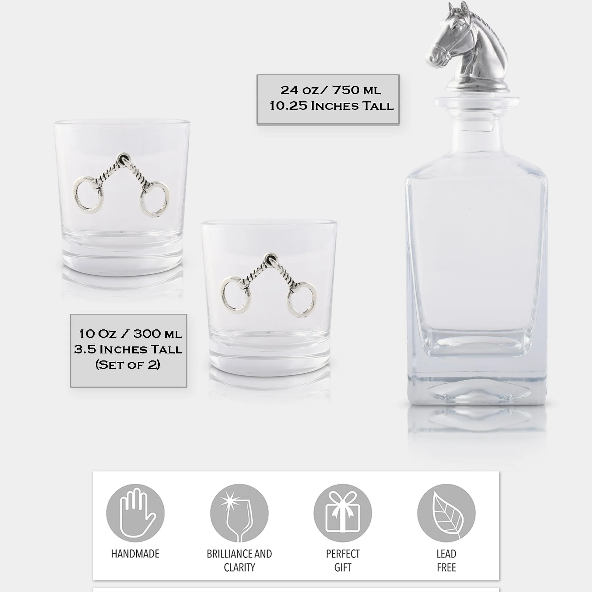 Arthur Court Decanter Set with glasses (2) - Equestrian - Image 3