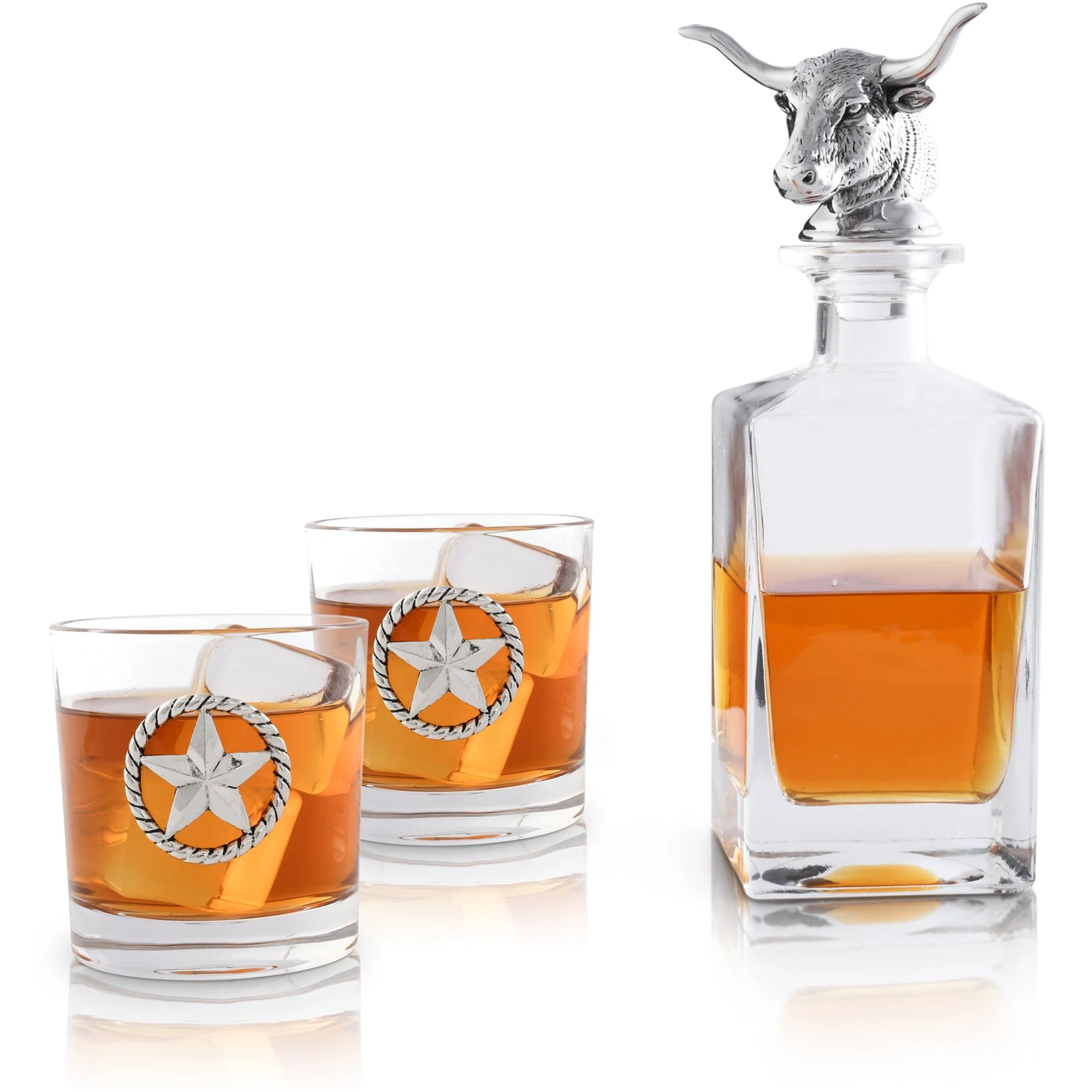 Arthur Court Decanter Set with glasses (2) - Longhorn