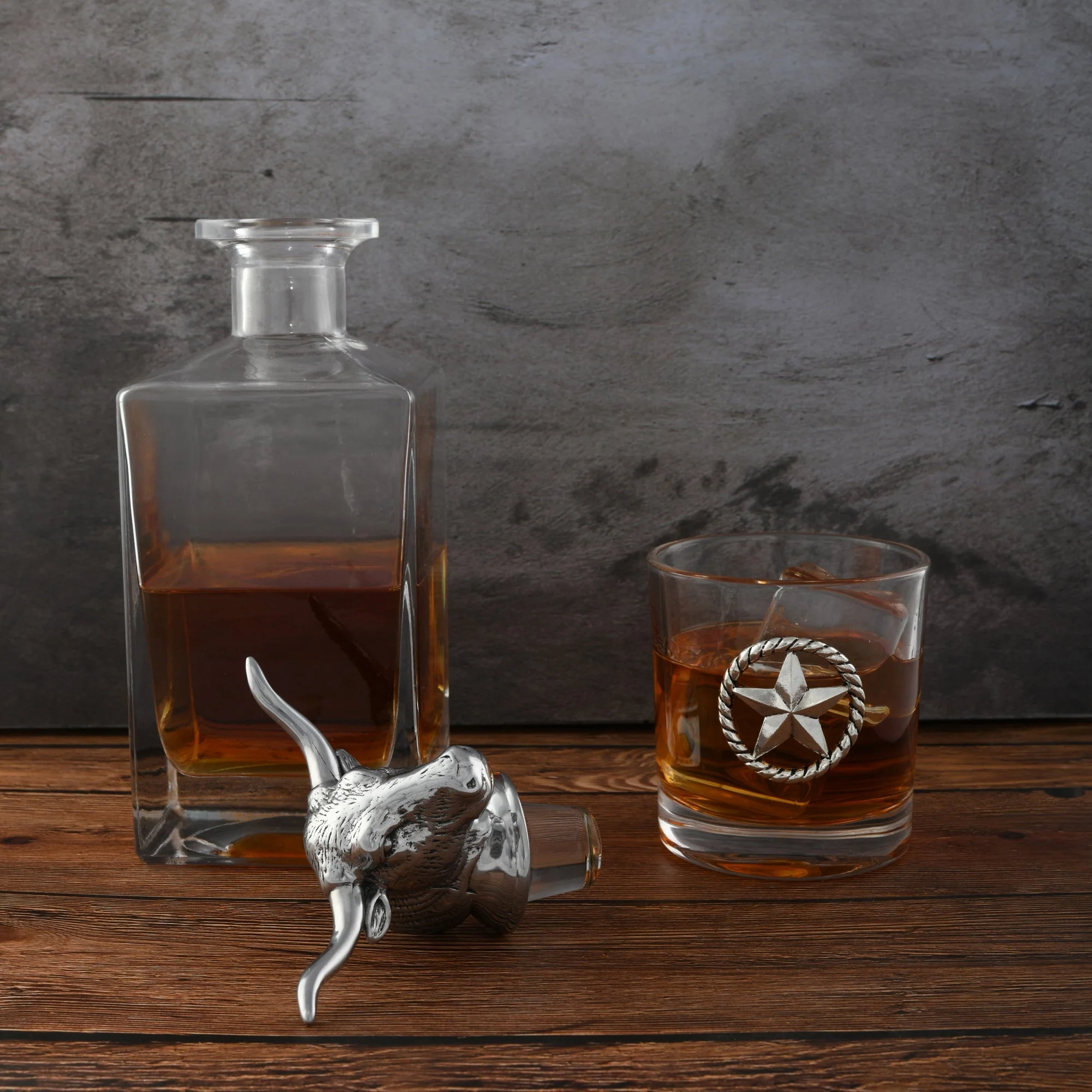 Arthur Court Decanter Set with glasses (2) - Longhorn - Image 2
