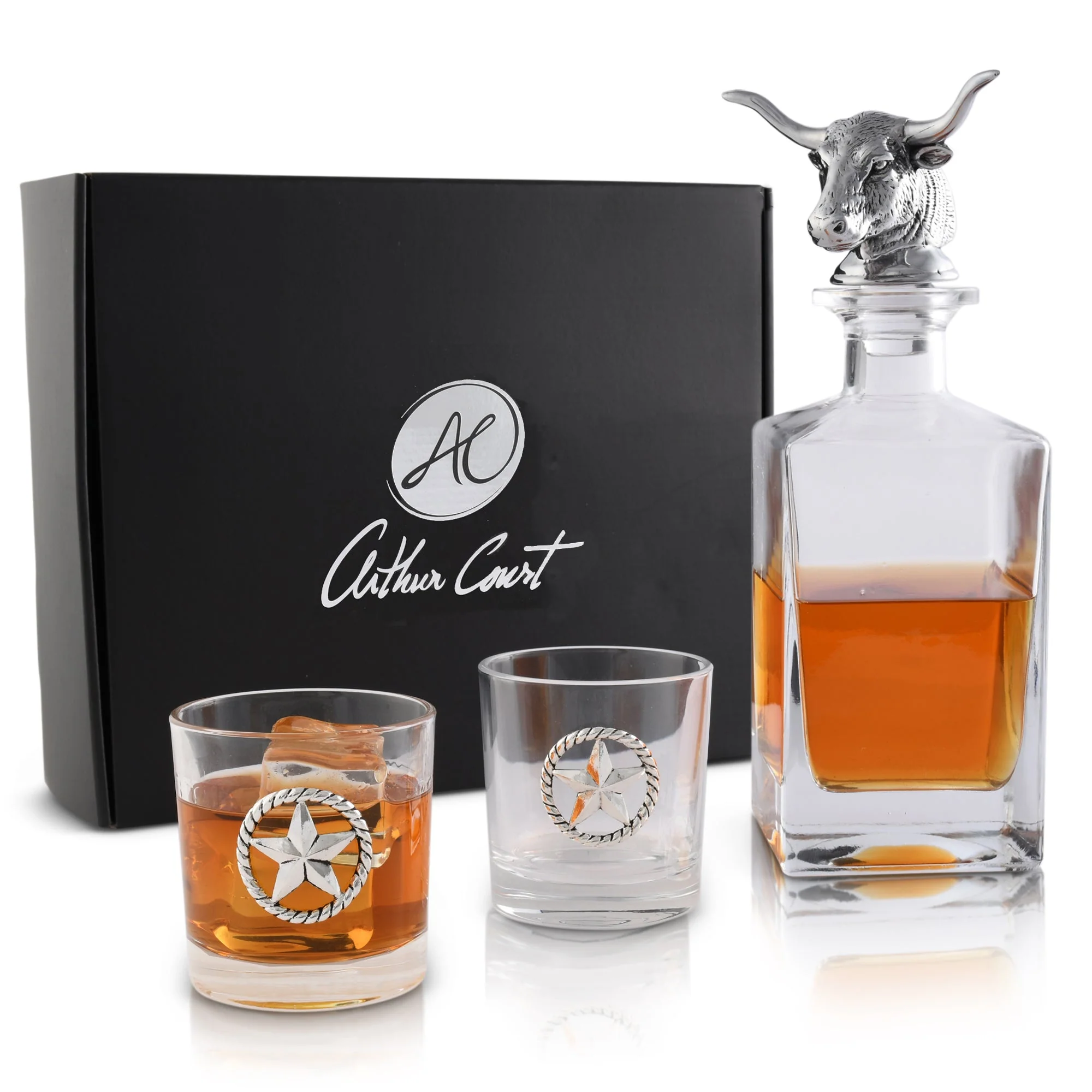Arthur Court Decanter Set with glasses (2) - Longhorn - Image 6