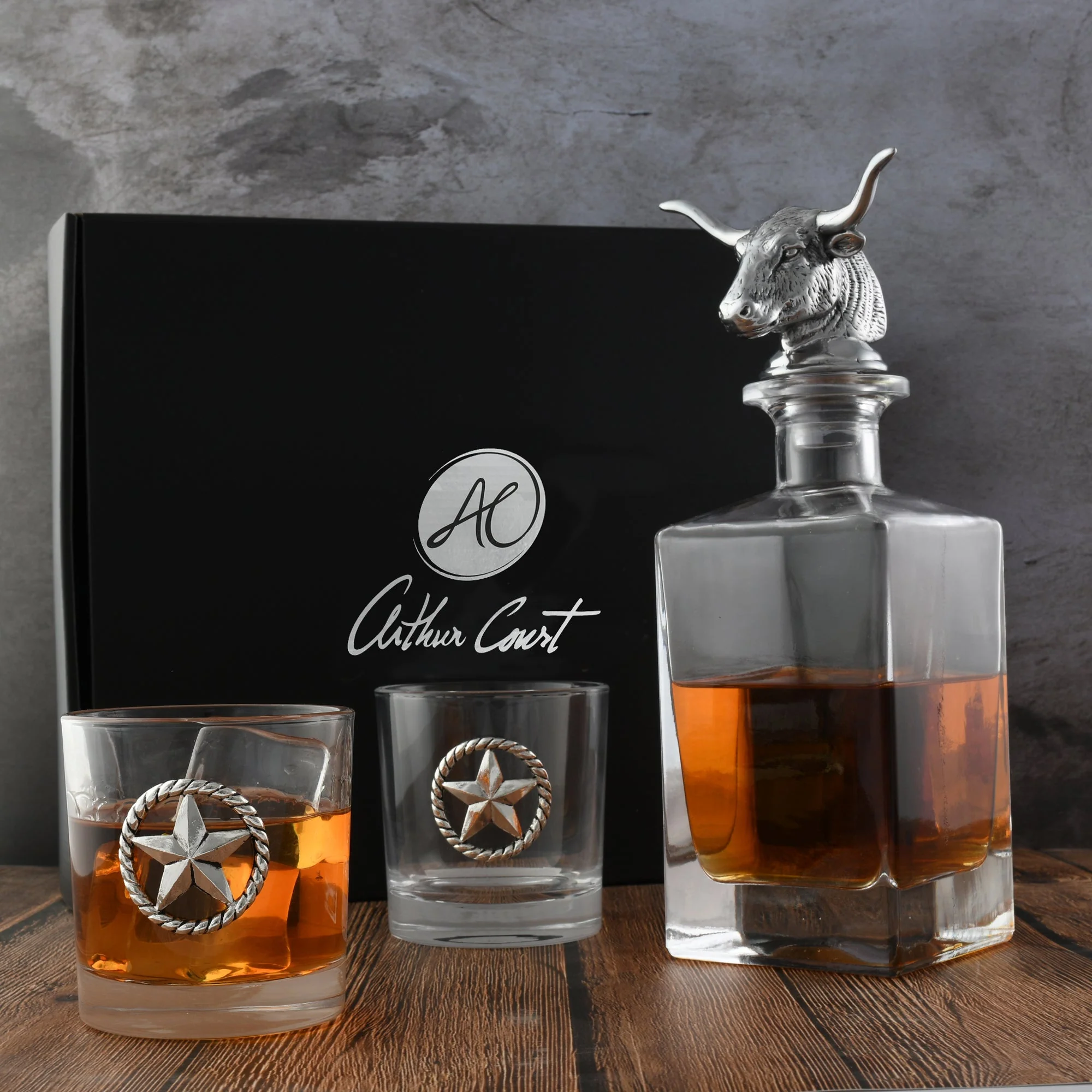 Arthur Court Decanter Set with glasses (2) - Longhorn - Image 7