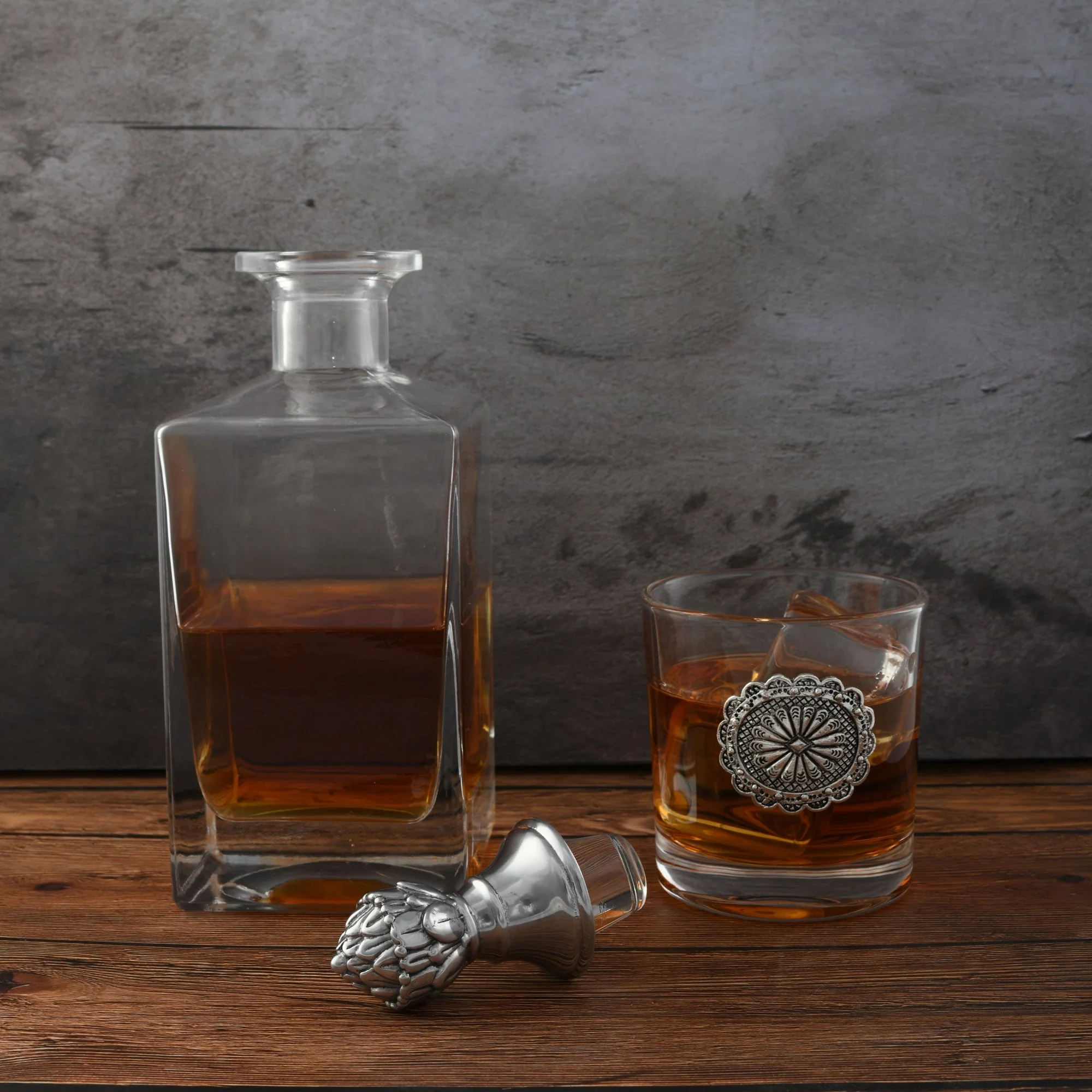 Arthur Court Decanter Set with glasses (2) - Western - Image 2