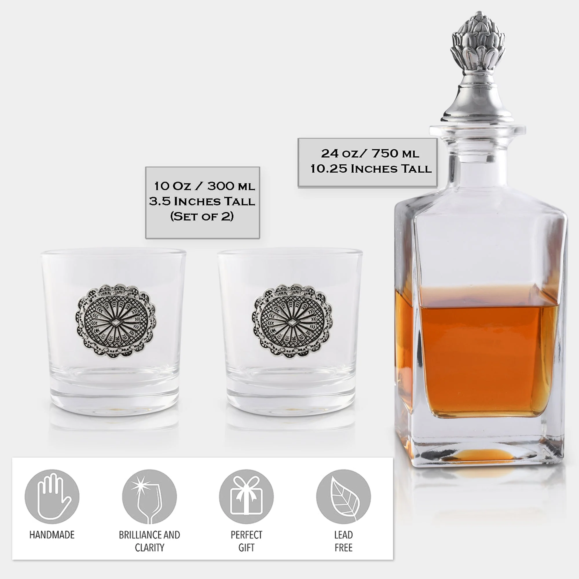 Arthur Court Decanter Set with glasses (2) - Western - Image 3