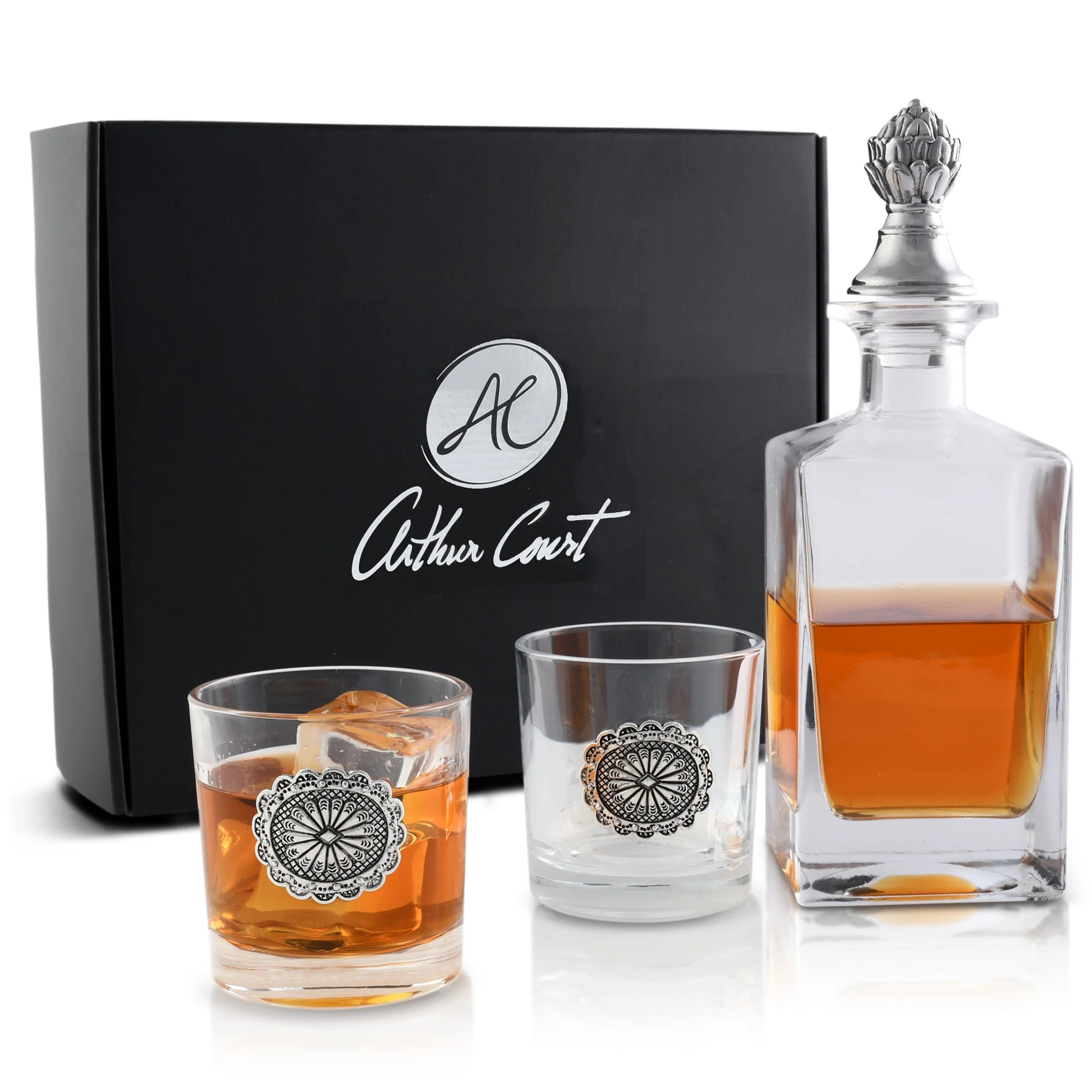 Arthur Court Decanter Set with glasses (2) - Western - Image 6