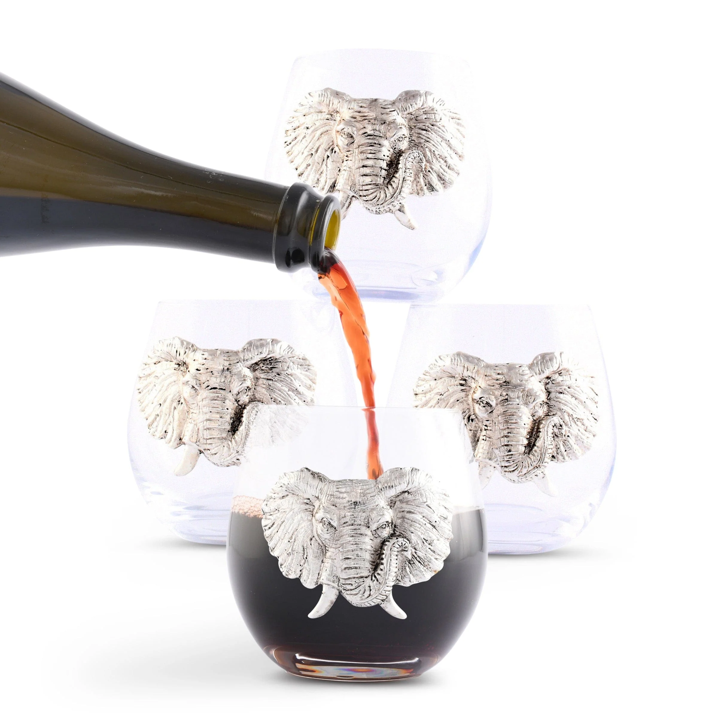 Arthur Court Elephant Stemless Wine Glasses - Set of 4