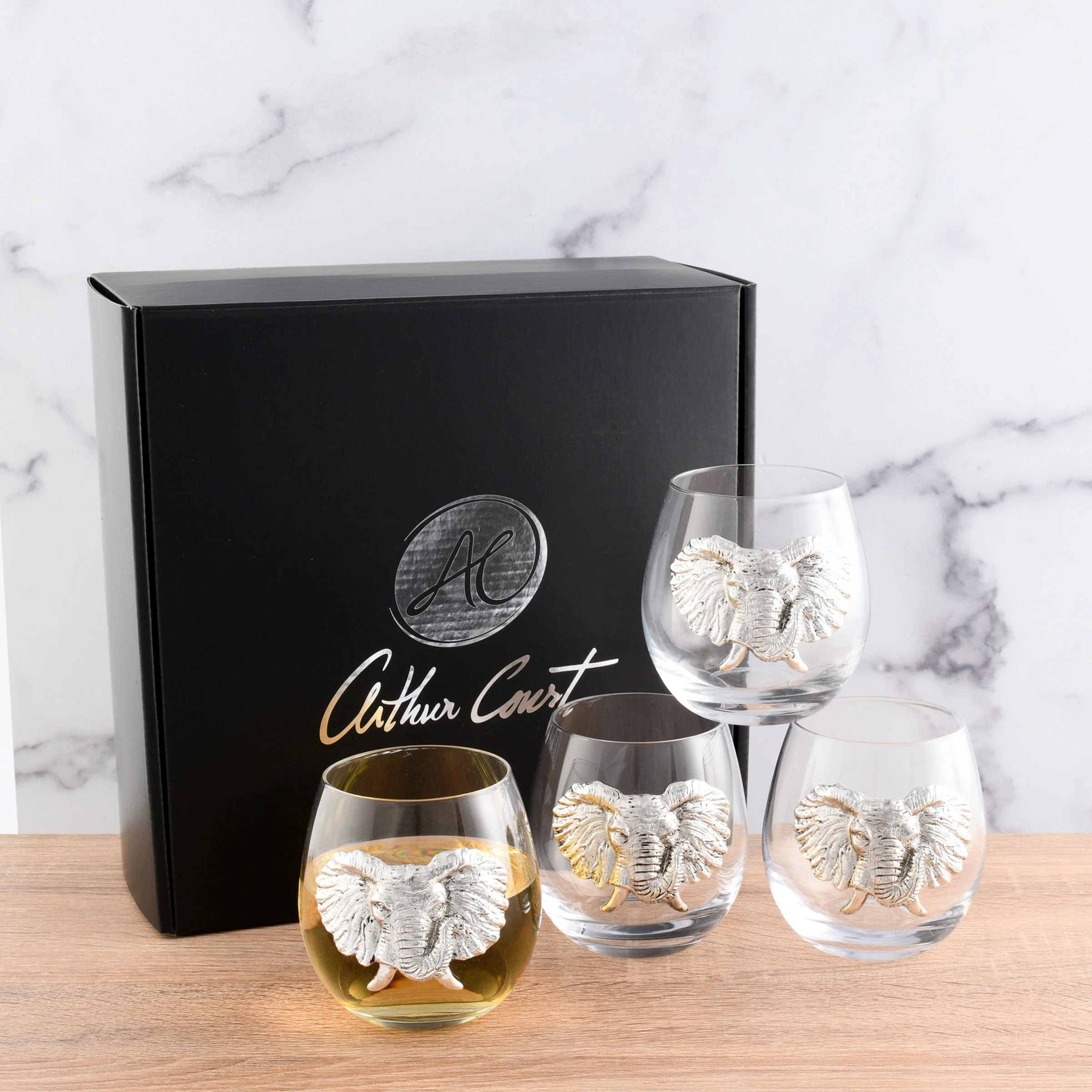 Arthur Court Elephant Stemless Wine Glasses - Set of 4 - Image 2