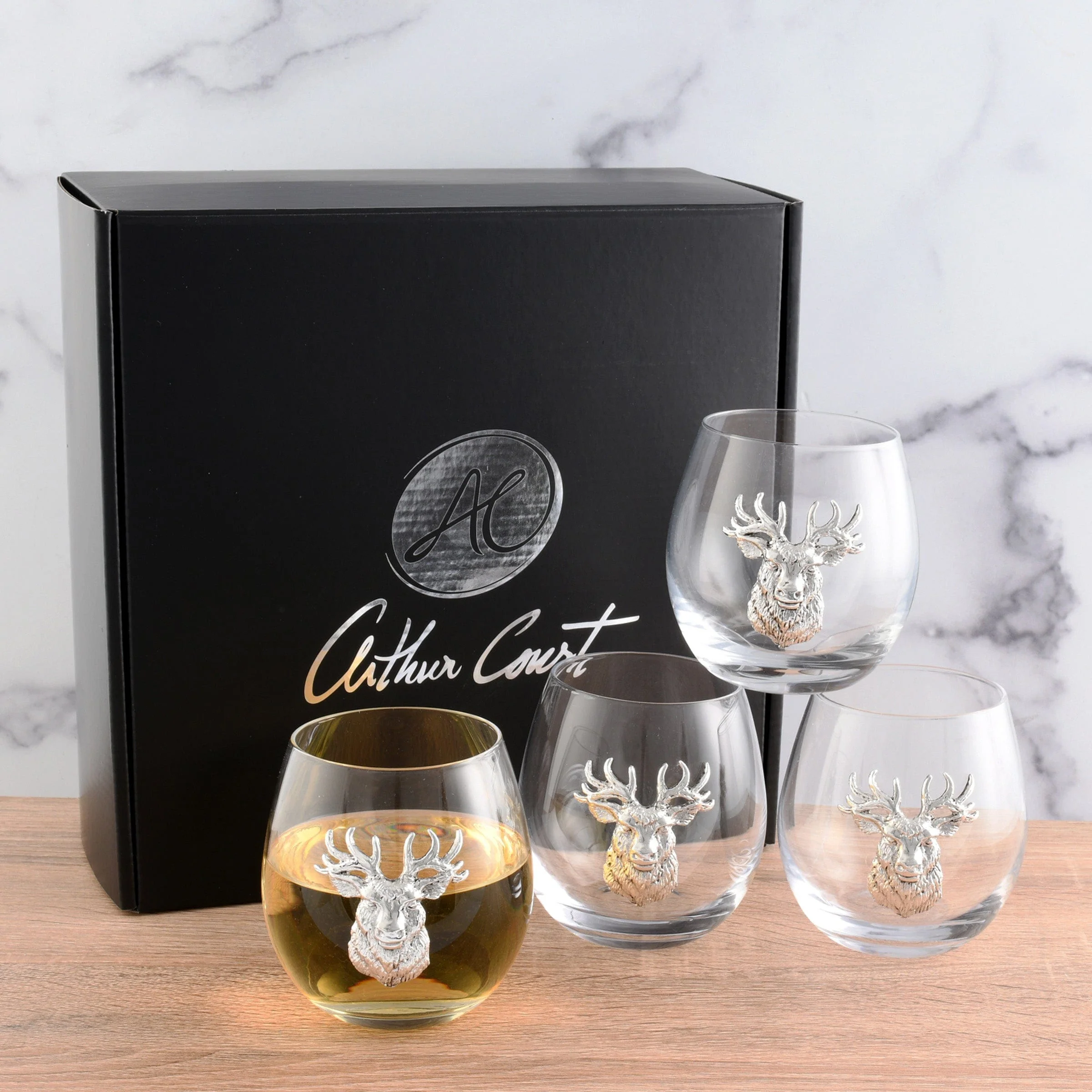 Arthur Court Elk Head Stemless Wine Glasses - Set of 4 - Image 9