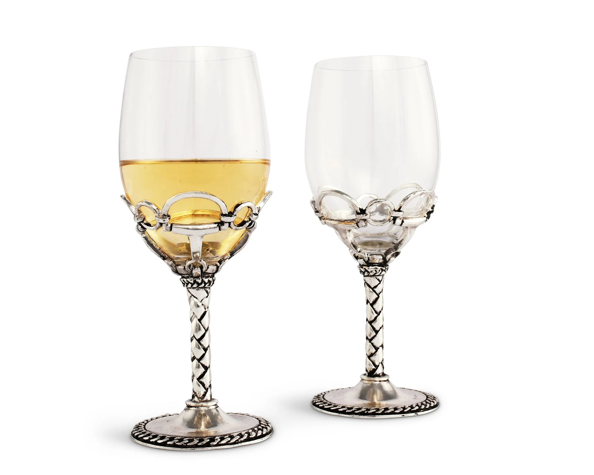 Arthur Court Equestrian Pair Of Wine Glasses