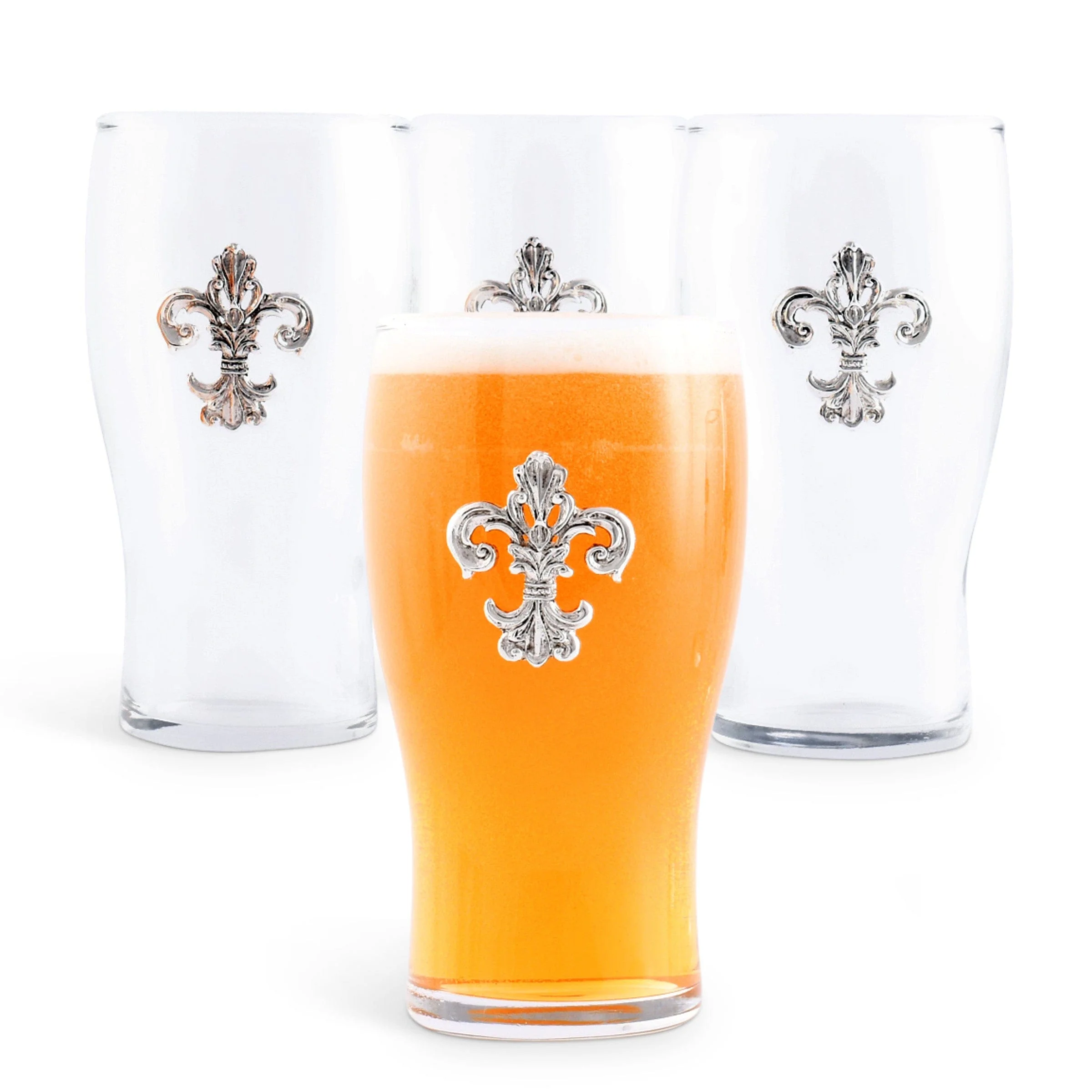 Arthur Court Fleur de Lis Beer Pint Glasses - Set of 4