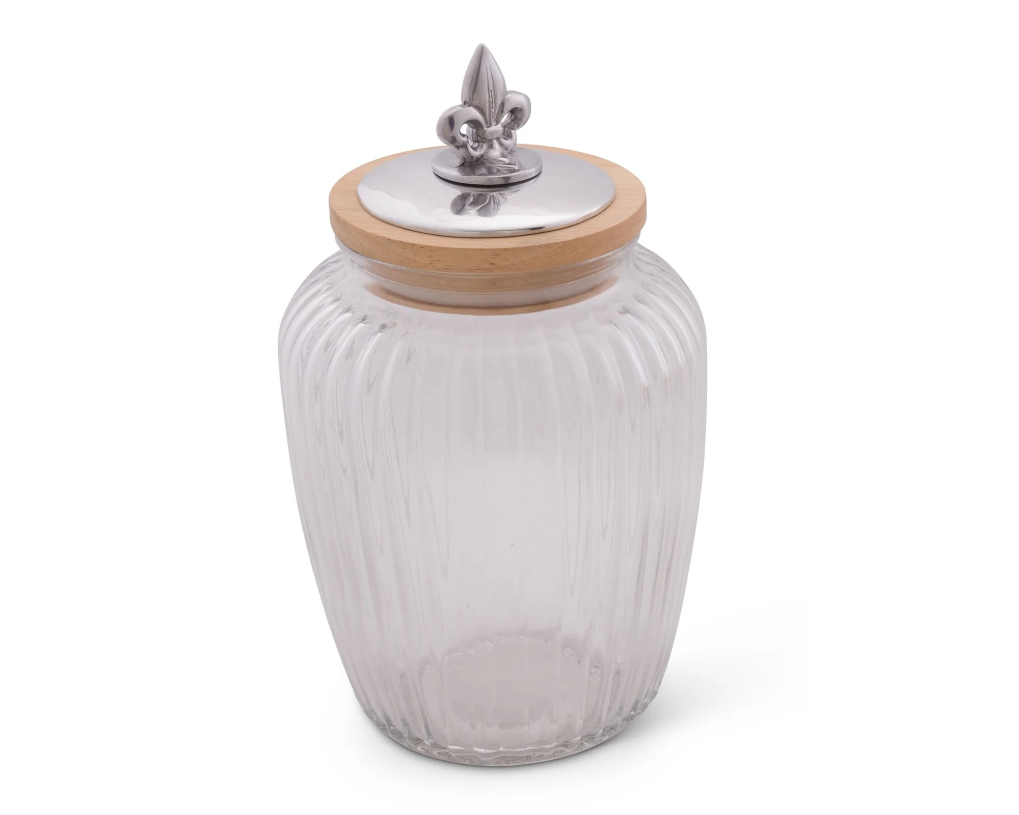 Arthur Court Fleur De Lis Glass Canister - Large 60 Oz - Image 2