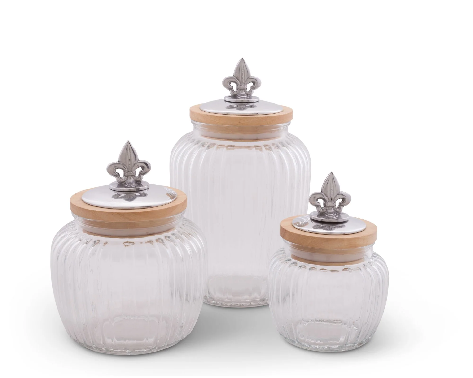 Arthur Court Fleur De Lis Glass Canister - Small 20 Oz - Image 3