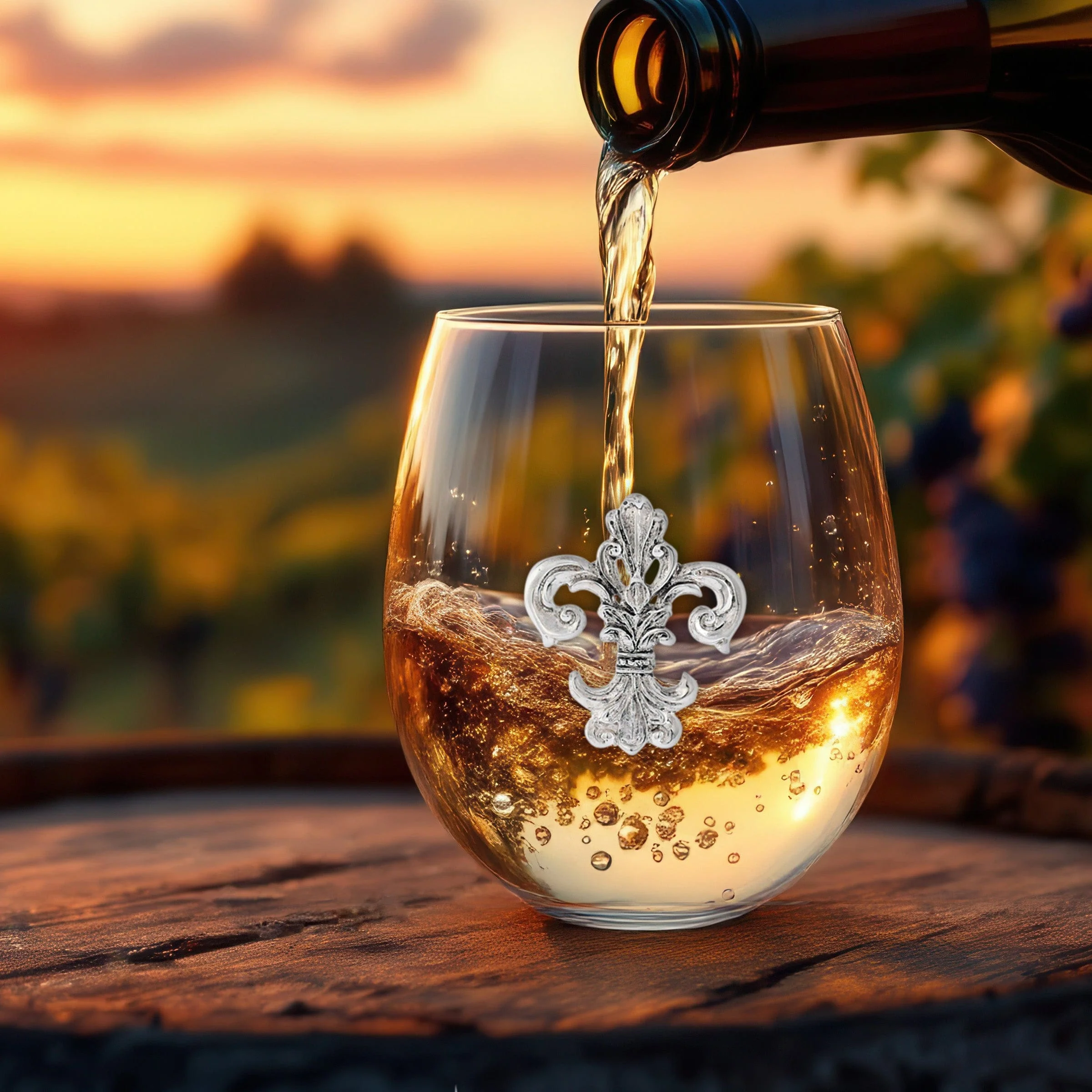 Arthur Court Fleur de Lis Stemless Wine Glasses - Set of 4 - Image 6