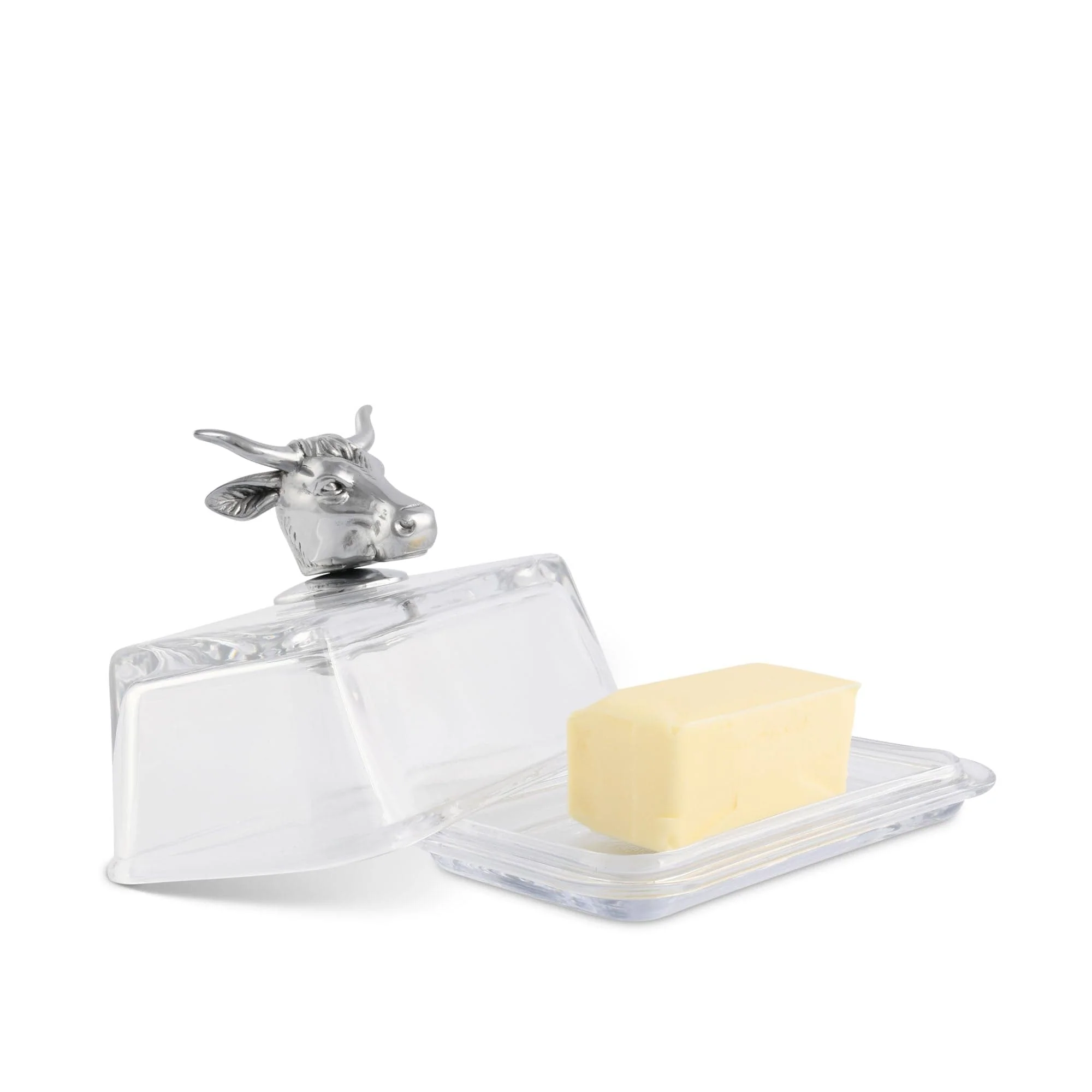 Arthur Court Glass Butter Dish - Cow
