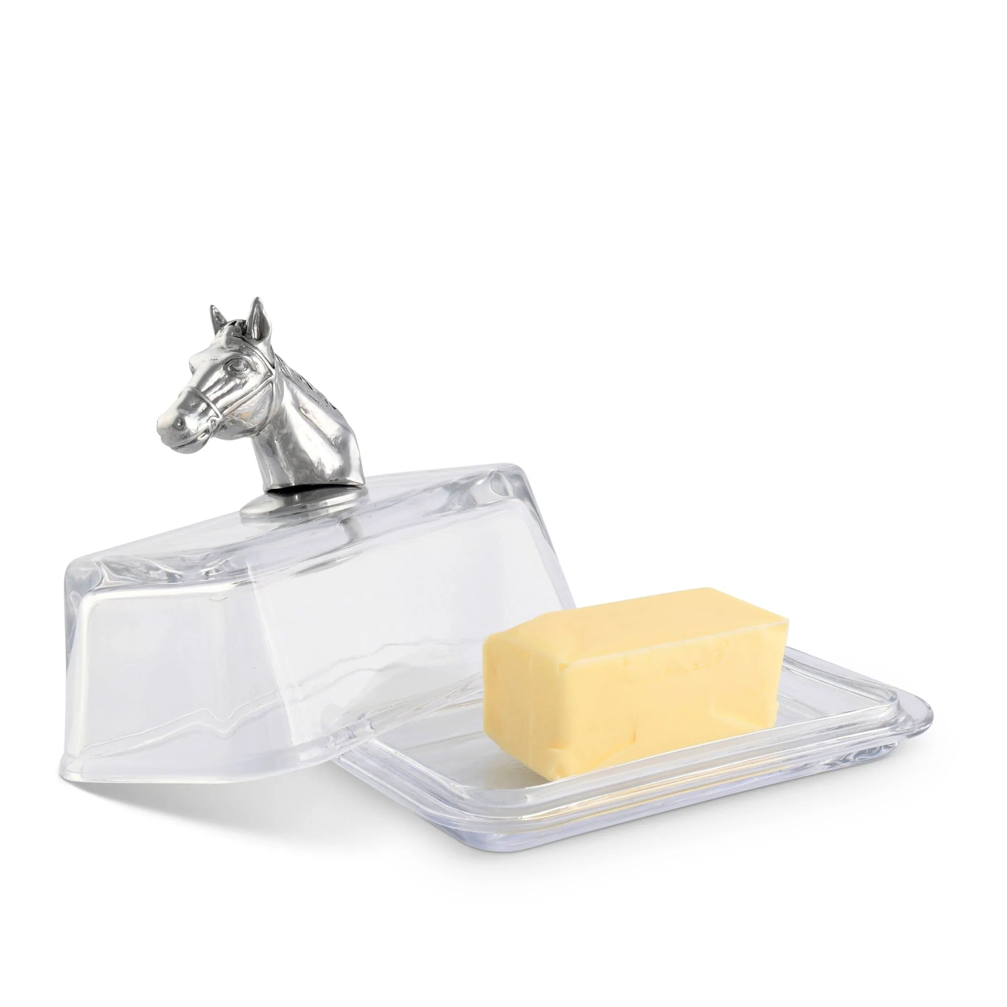 Arthur Court Glass Butter Dish - Horse Head