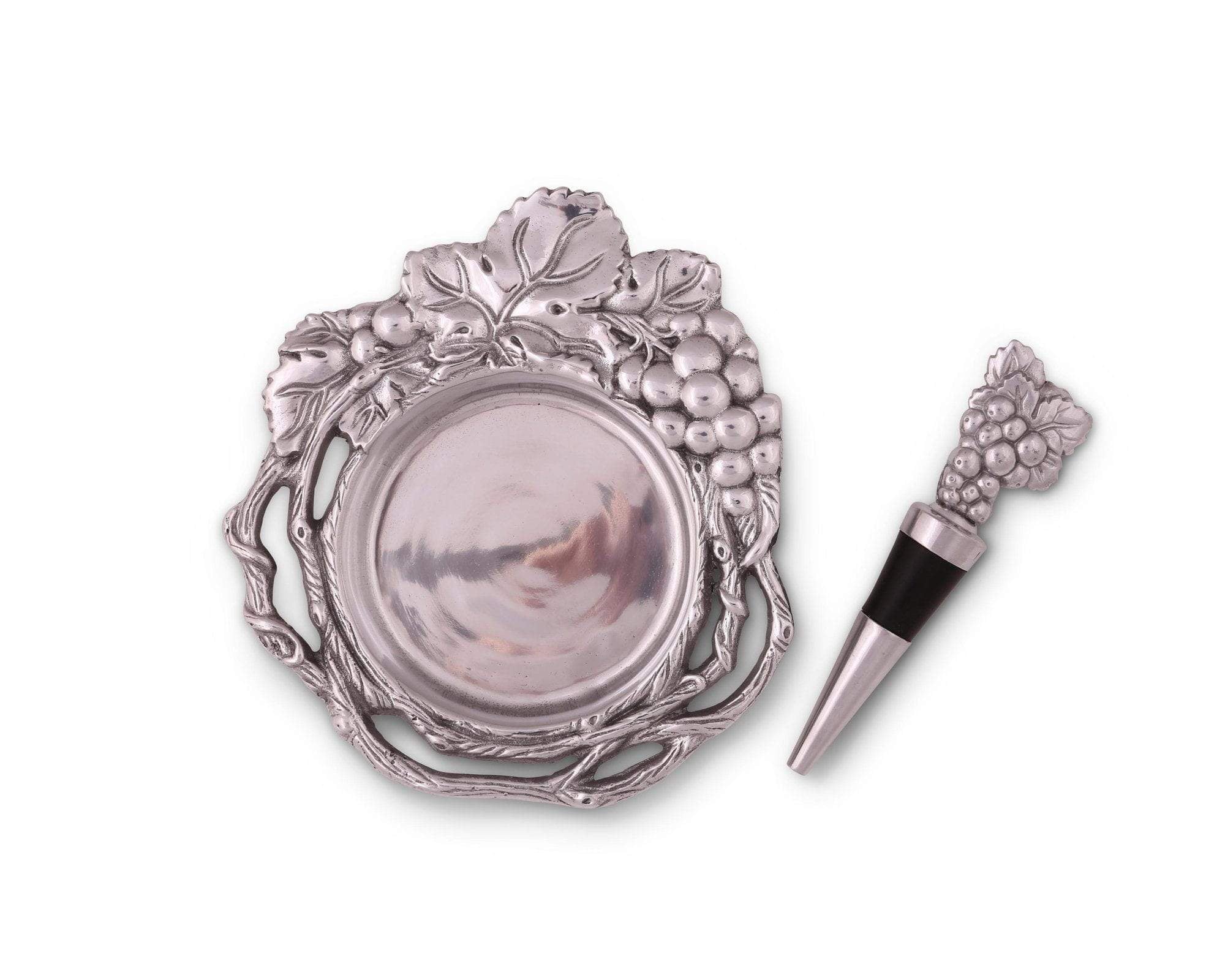 Arthur Court Grape Wine Coaster And Stopper Set