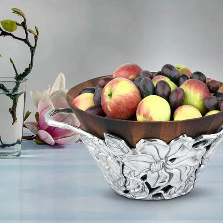 Arthur Court Magnolia Wood Tall Salad Bowl - Image 2