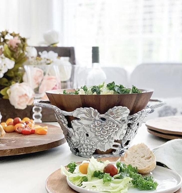 Arthur Court Magnolia Wood Tall Salad Bowl - Image 3