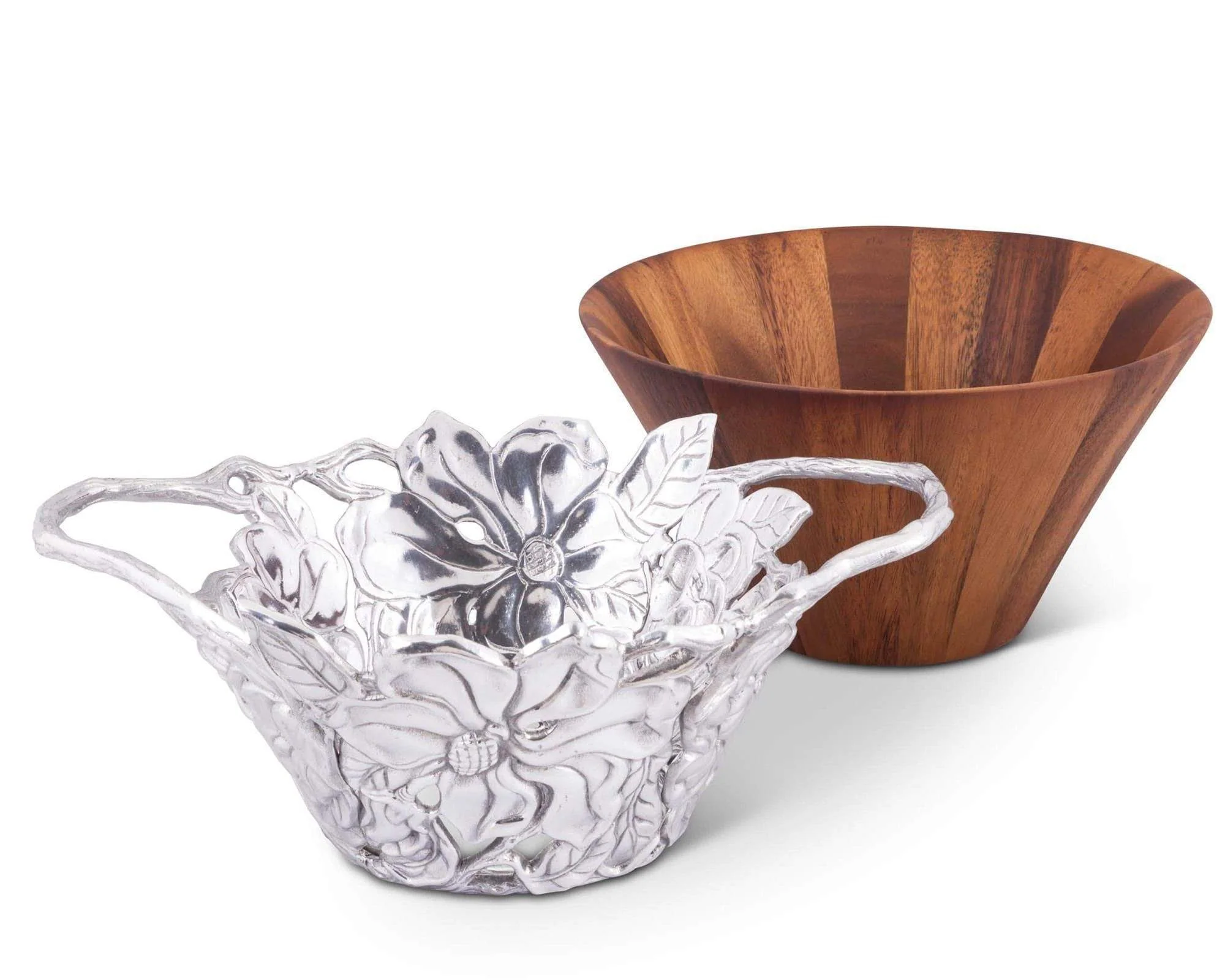 Arthur Court Magnolia Wood Tall Salad Bowl - Image 5