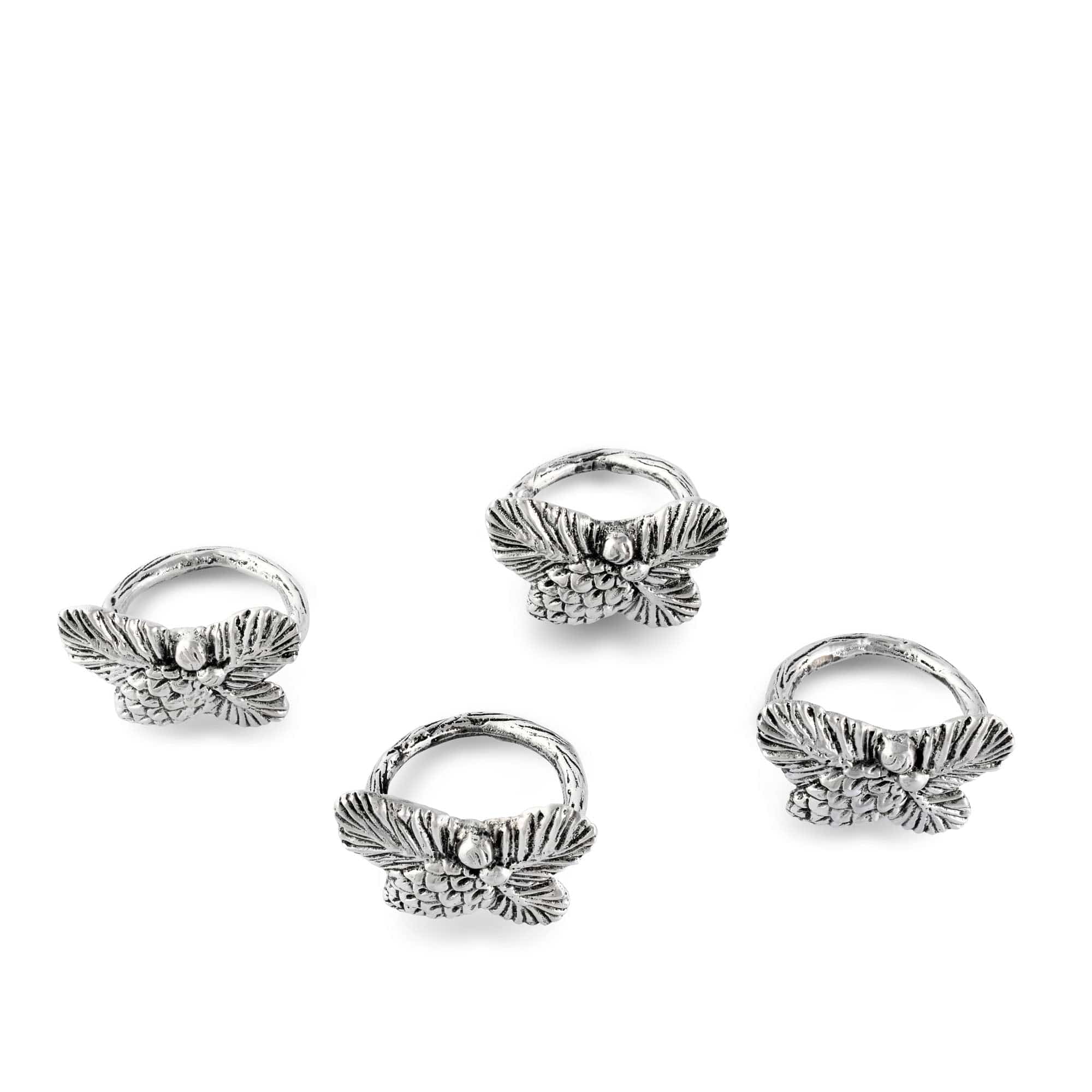 Arthur Court Pine Cone Forest Pattern Napkin Rings Set of 4 - Image 2