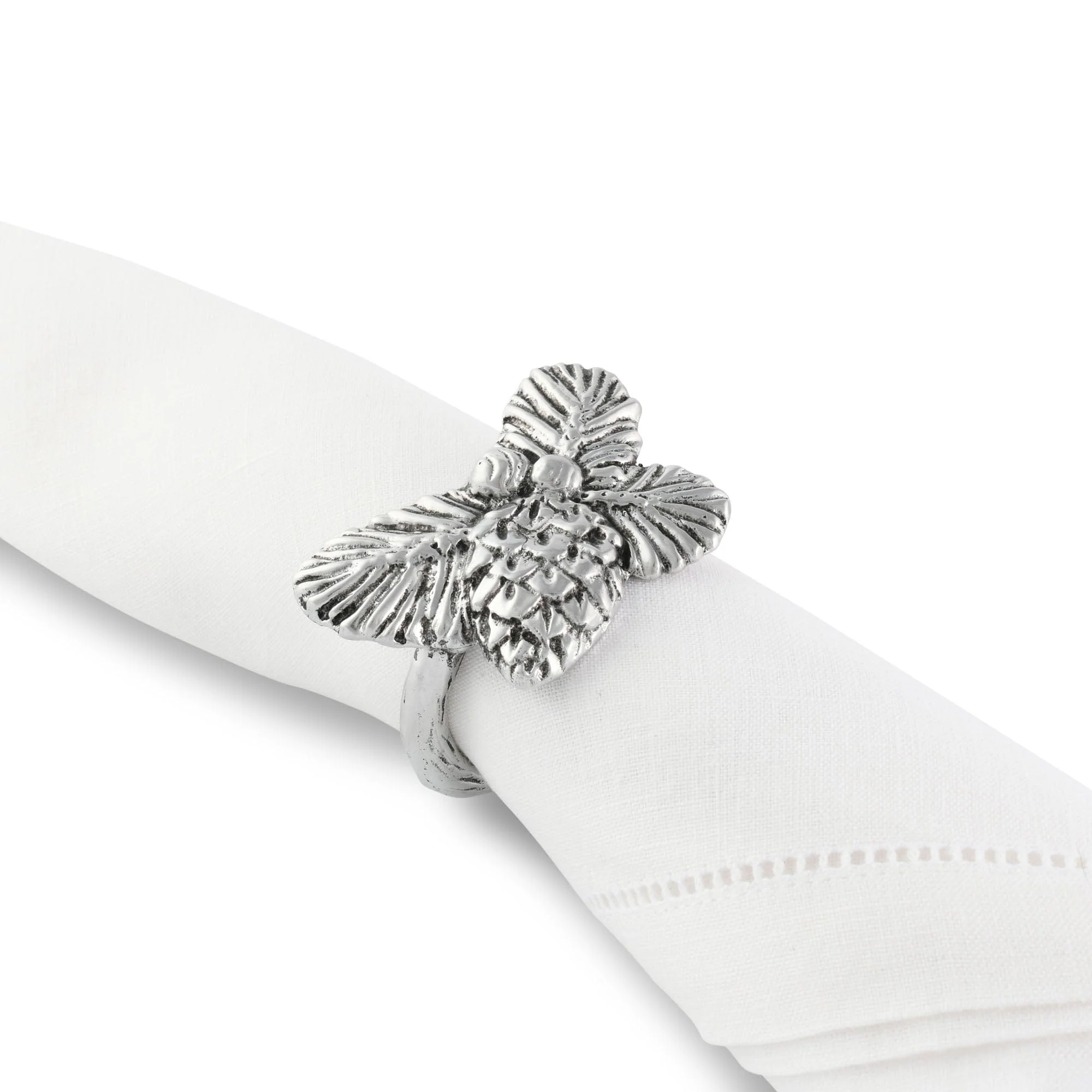 Arthur Court Pine Cone Forest Pattern Napkin Rings Set of 4 - Image 3