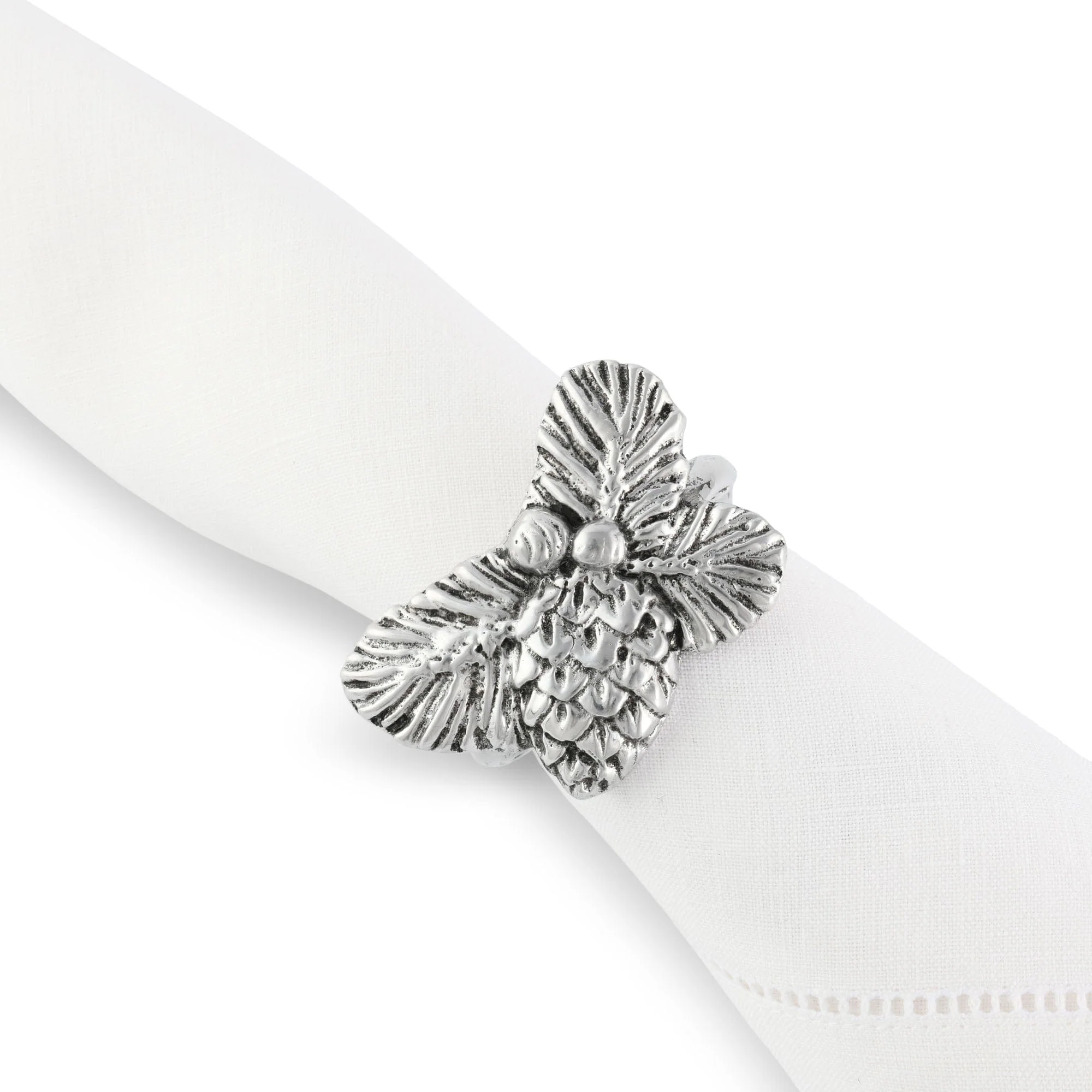 Arthur Court Pine Cone Forest Pattern Napkin Rings Set of 4 - Image 4