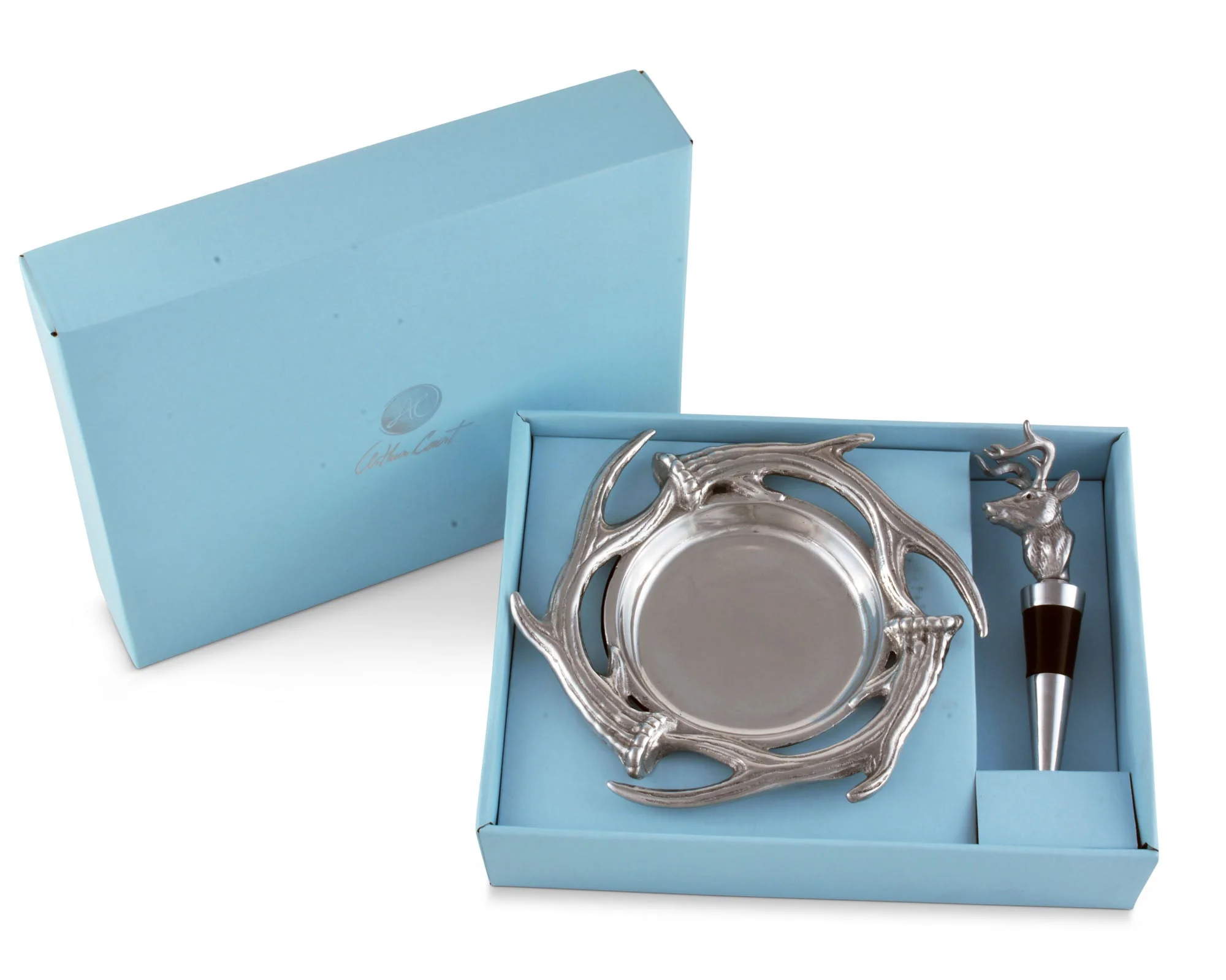 Arthur Court Wine Coaster and Stopper Set - Antler - Image 2