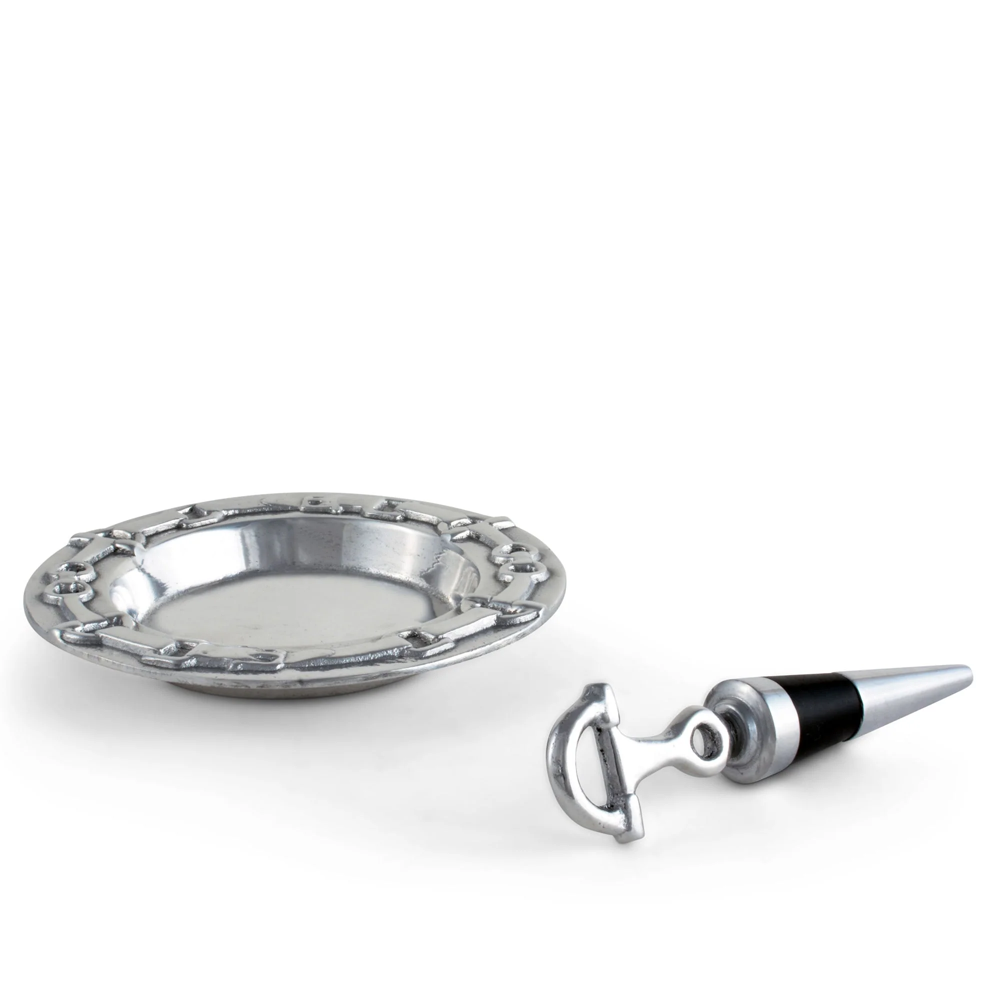 Arthur Court Wine Coaster and Stopper Set - Equestrian