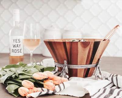 Arthur Court Wood Salad Bowl - Olive