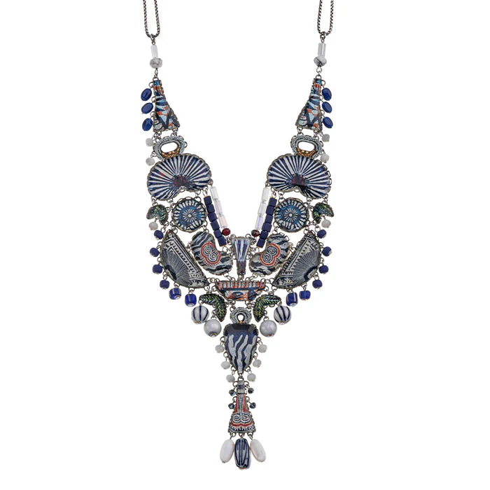 Ayala Bar Blue Domes Set, Artistic Glass Necklace, Santoirini